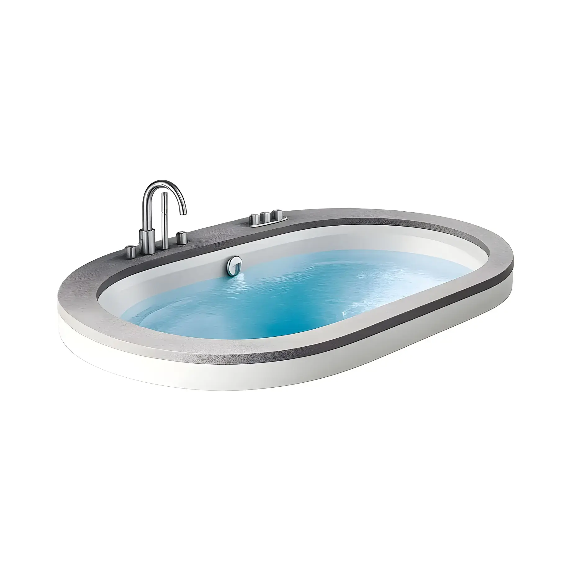 Ванна гідромасажна OPALIA STONE Jacuzzi OPA012E0700 Gloss White 190 х 110 см — вид на білому тлі
