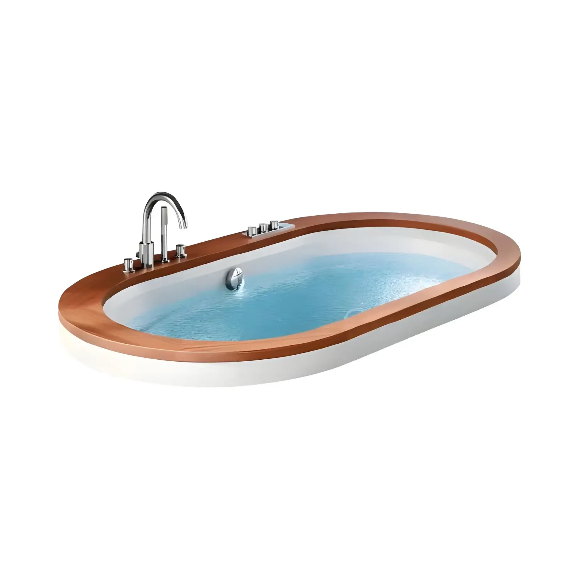 Ванна гідромасажна OPALIA WOOD Jacuzzi OPA014E0700 Gloss White 190 х 110 см — вид на білому тлі