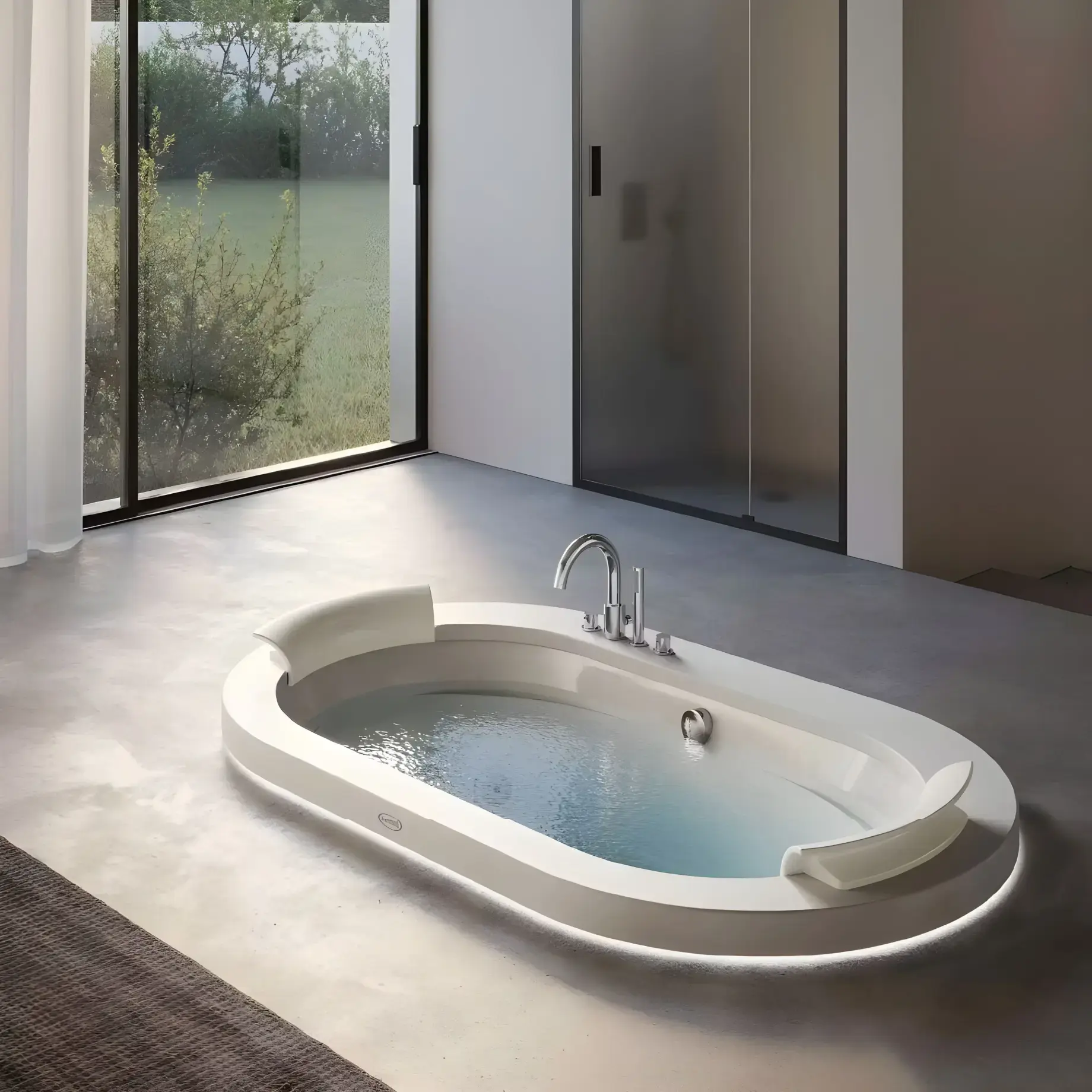 Ванна гідромасажна OPALIA CORIAN Jacuzzi OPA018E0700 + 720210340 — вид спереду