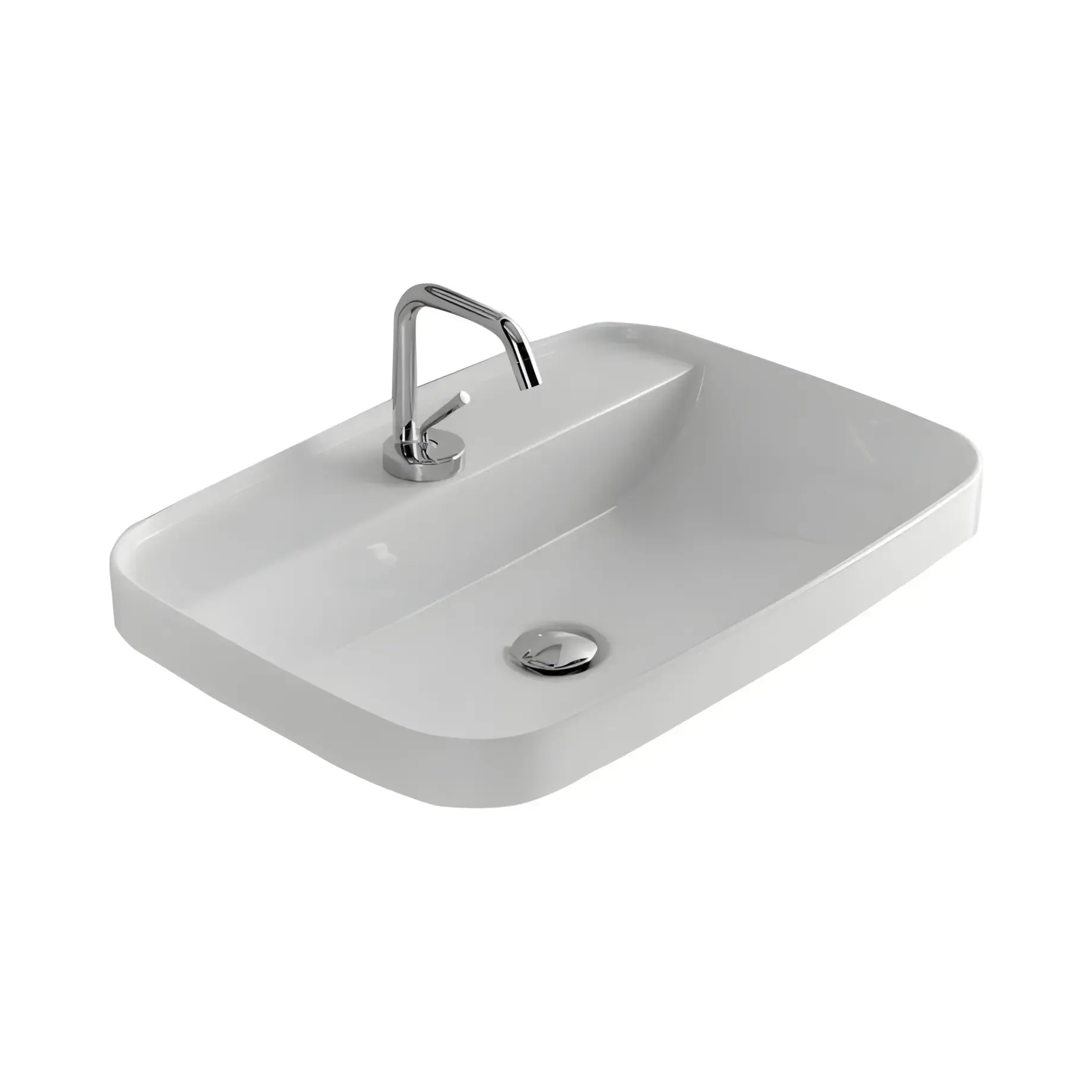 Умивальник Tribeca Kerasan 5140 01 Glossy White — вид на білому тлі