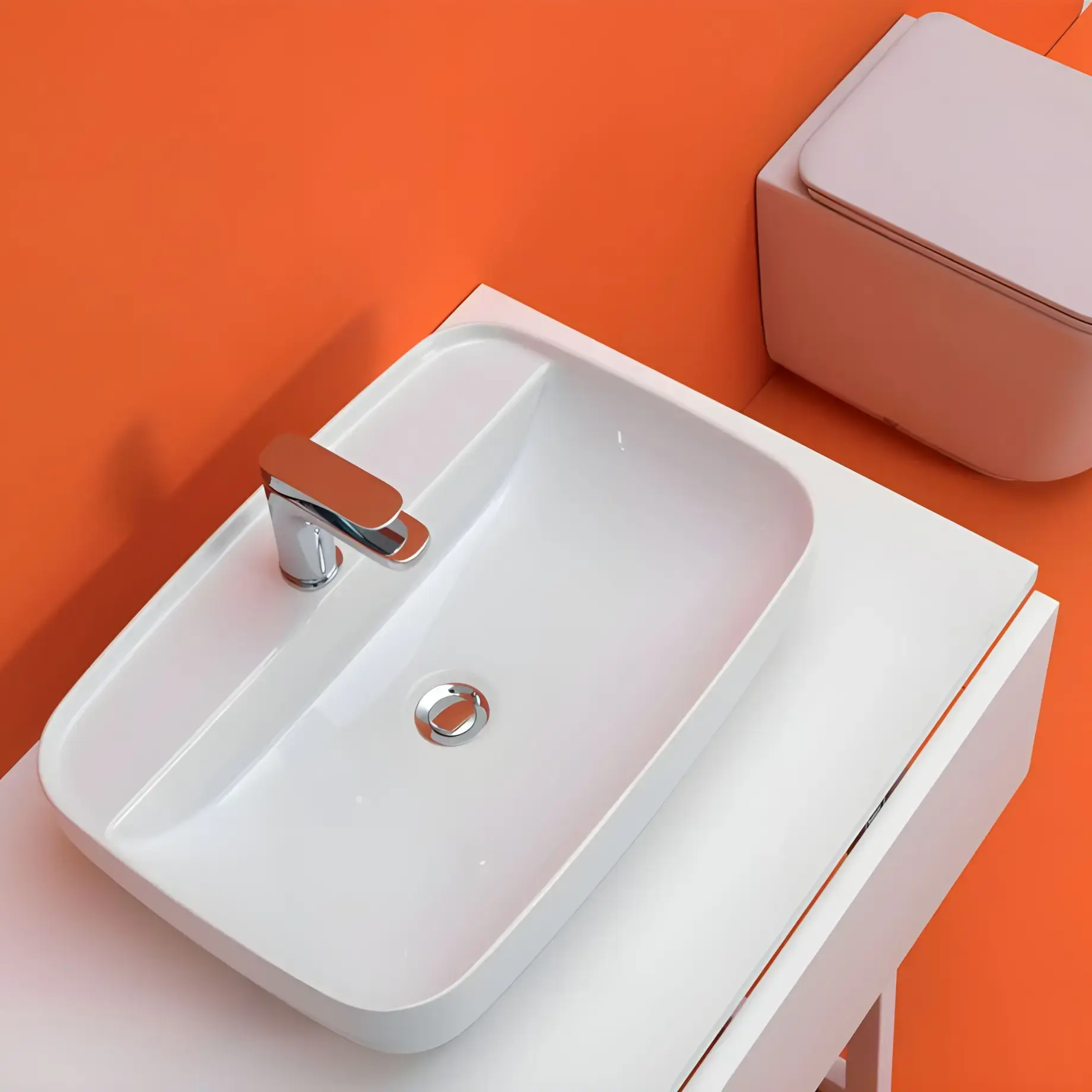 Умивальник Tribeca Kerasan 5140 01 Glossy White — бічний ракурс
