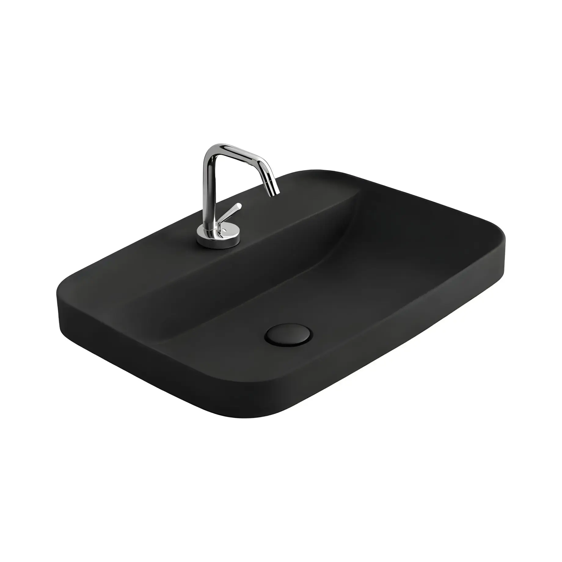 Умивальник Tribeca Kerasan 5140 31 Matt Black 60 х 43 см — вид на білому тлі