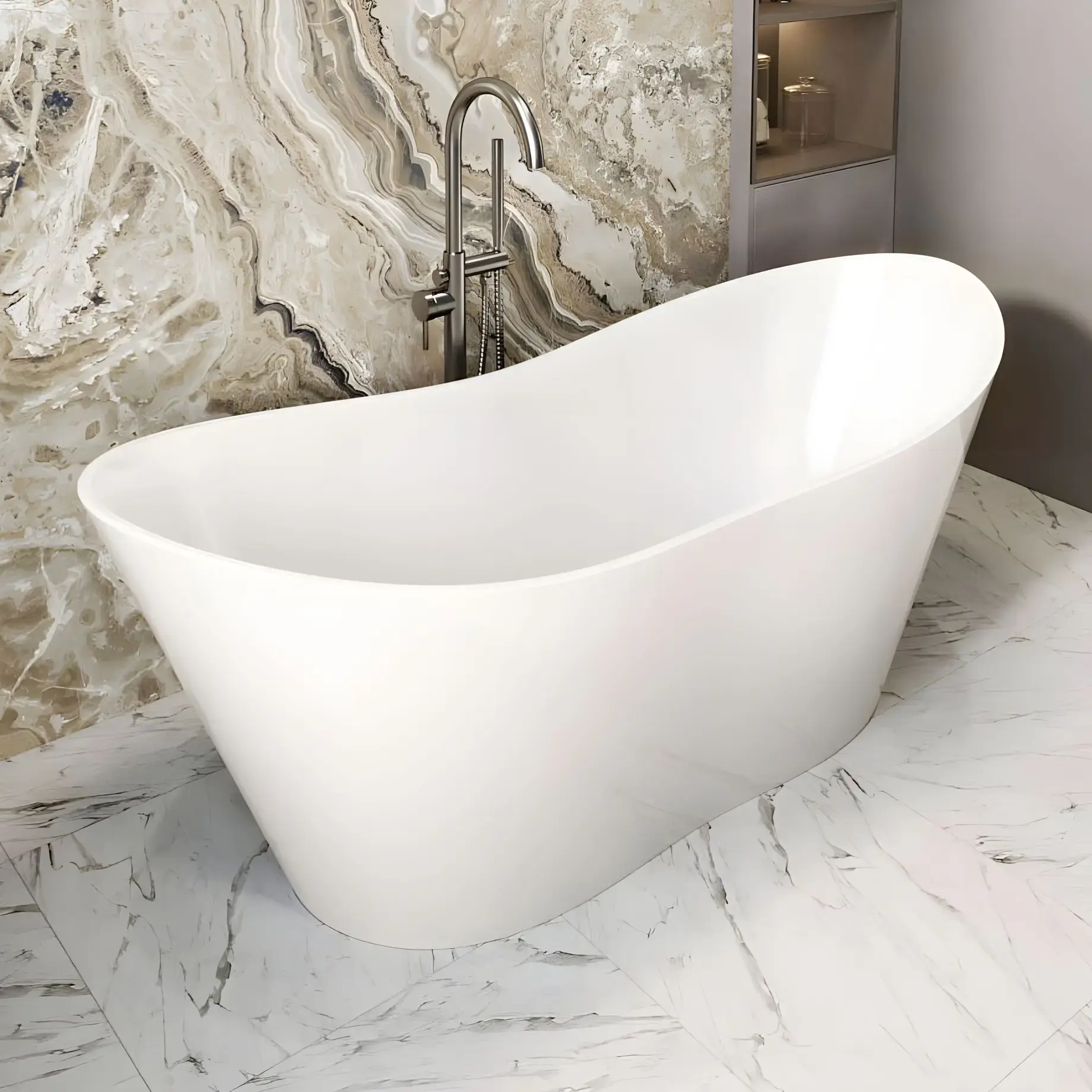 Ванна Florida Виробник 0000271 White Glossy 180 х 75 см — бічний ракурс