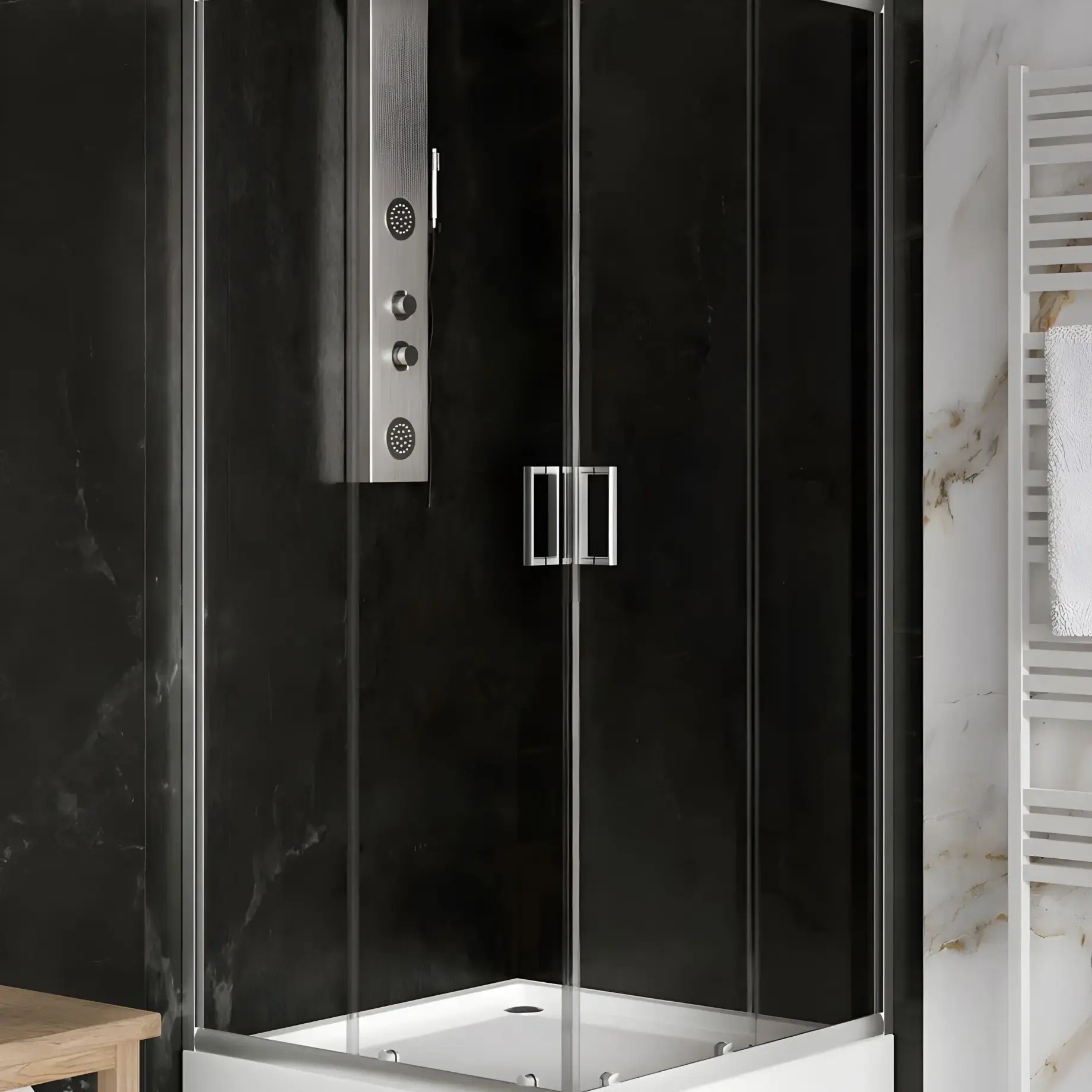 Душова кабіна Suvia 2D R55 New Trendy K-5113 Chrome 80 х 80 х 190 см — вид спереду
