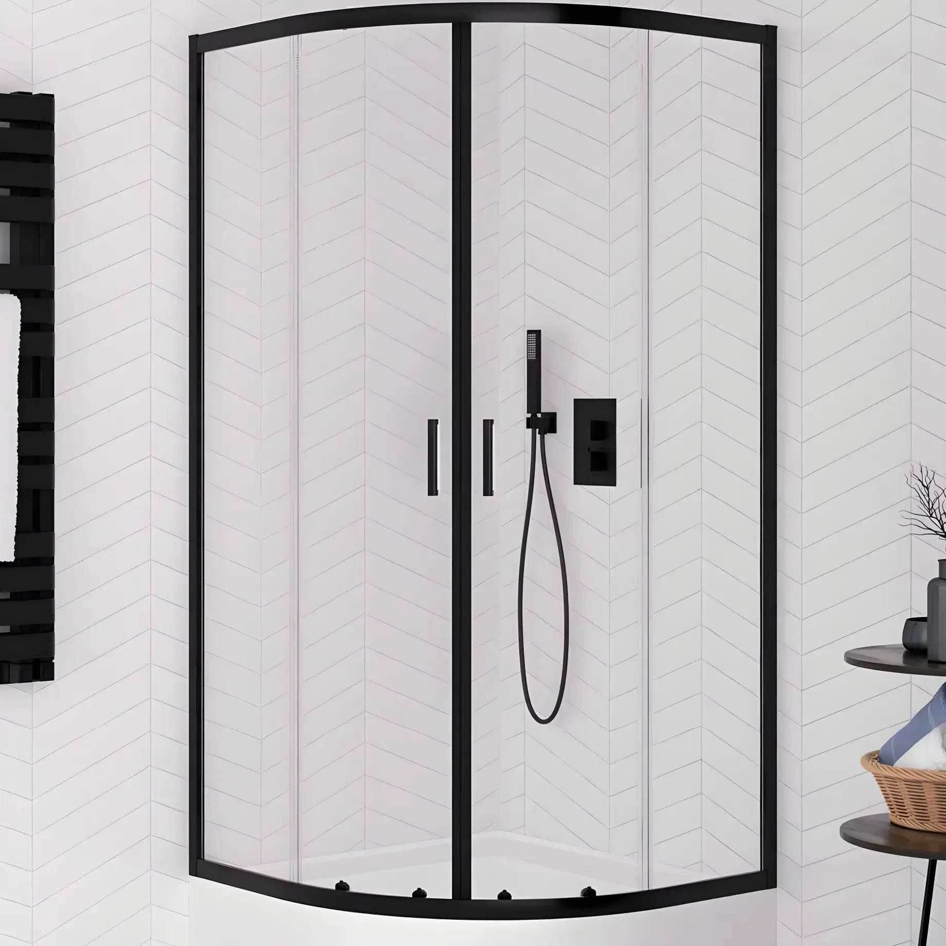 Душова кабіна Suvia 2D R55 New Trendy K-5115 Black 80 х 80 х 190 см — вид спереду