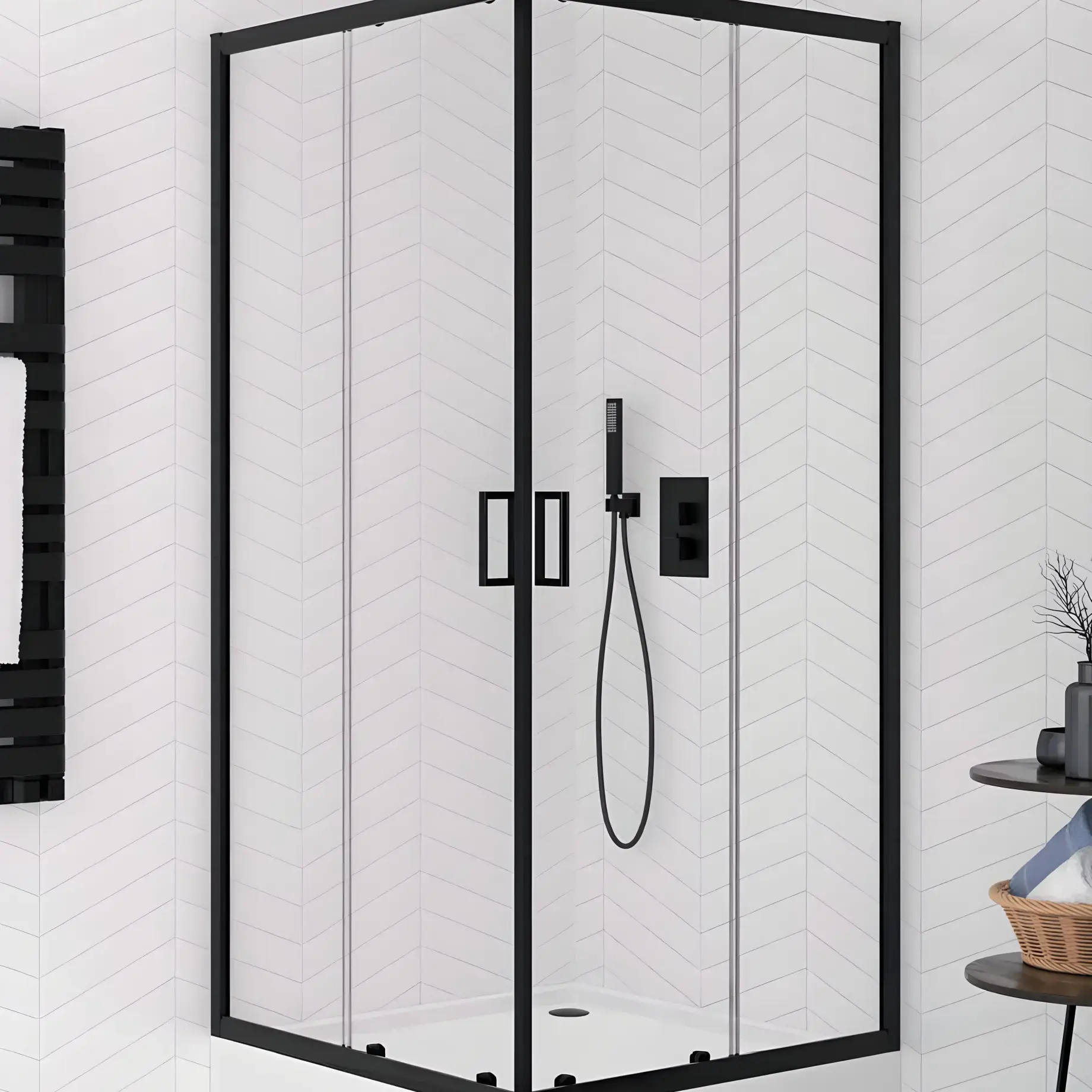 Душова кабіна Suvia 2D R55 New Trendy K-5118 Black 90 х 90 х 190 см — вид спереду