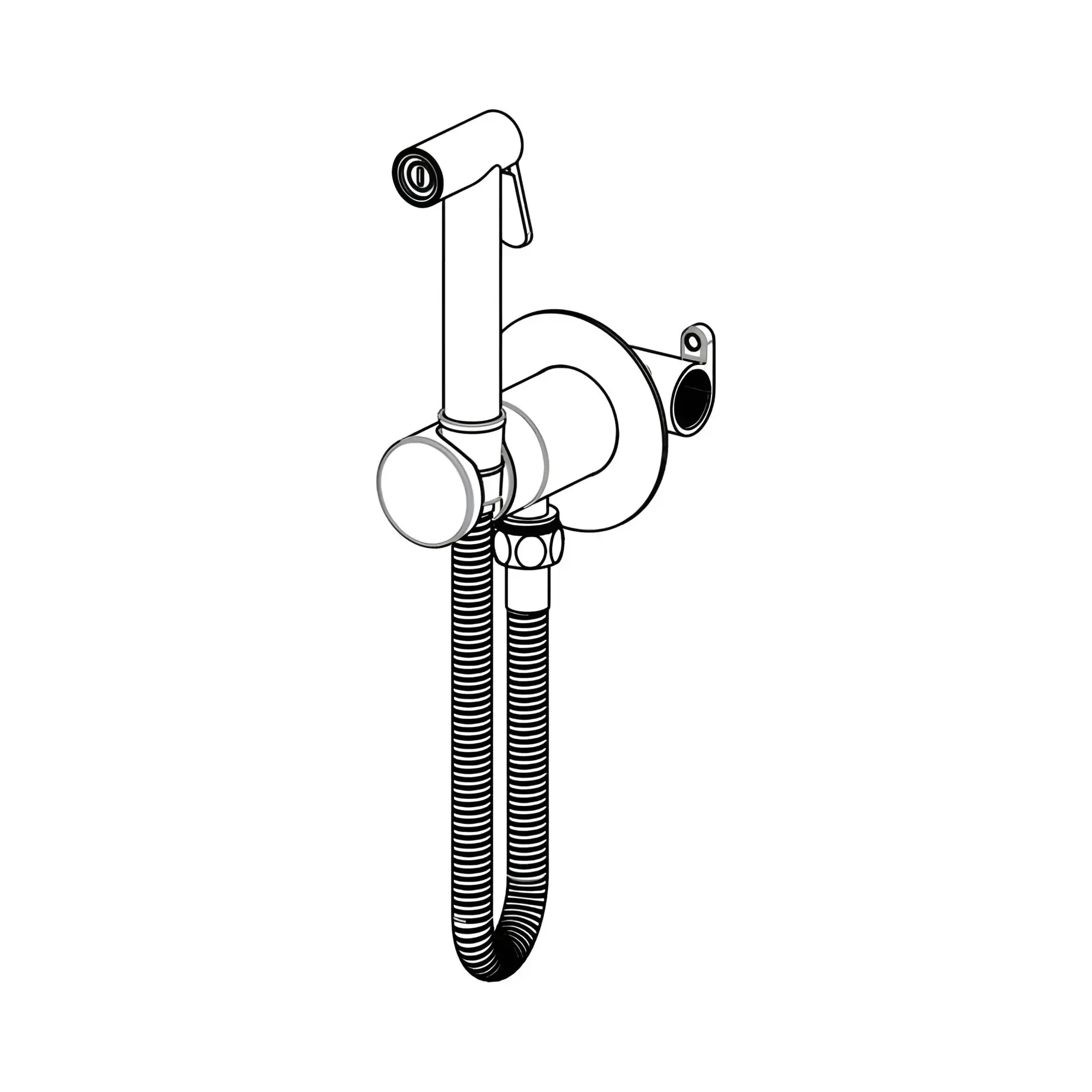 Гігієнічний душ прихованого монтажу  new BIDET KIT із запірним змішувачем Paffoni ZDUP128NO Matt Black — вид спереду