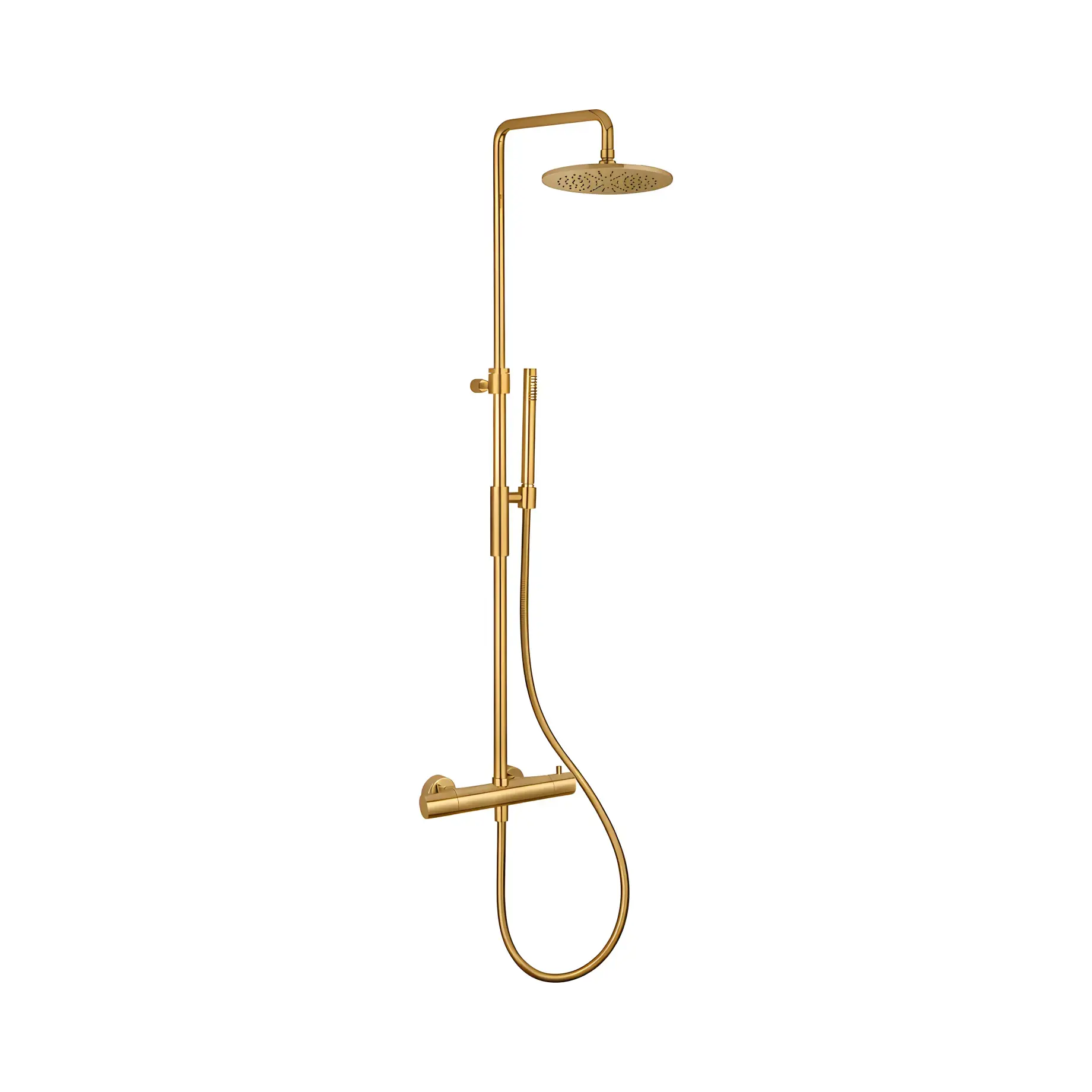 Душова система з термостатом  BIRILLO верхній душ Ø300 мм Paffoni ZCOL646KLIQHGSP Brushed honey gold — вид на білому тлі