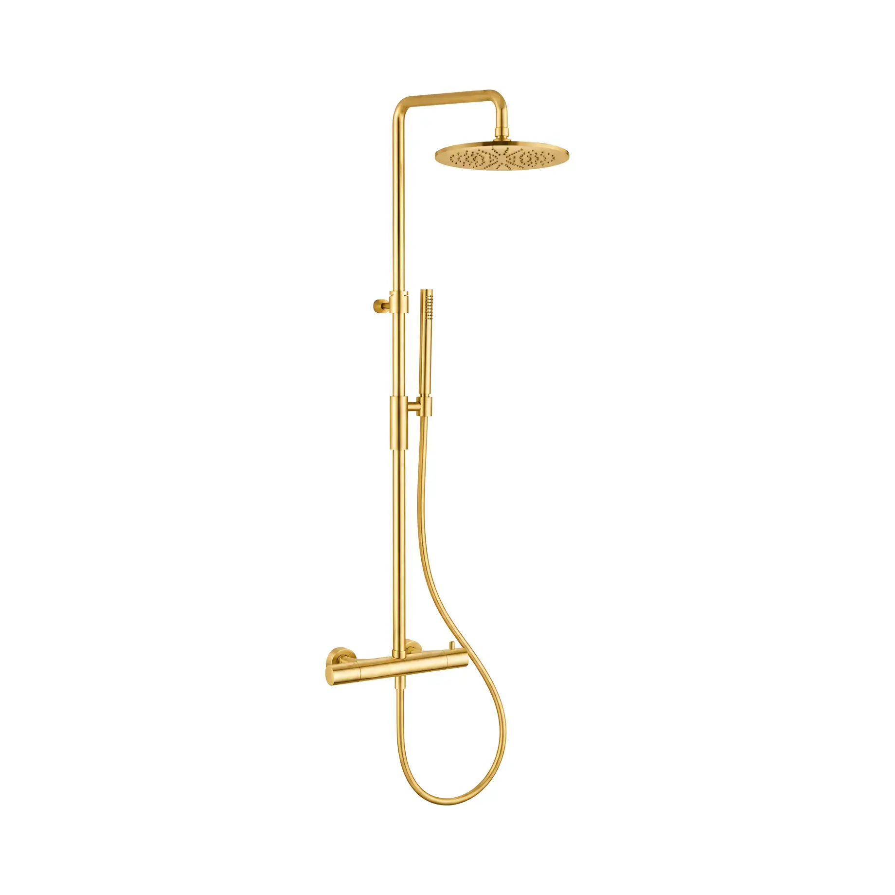 Душова система з термостатом BIRILLO Виробник ZCOL646LIQHGSP Brushed honey gold — вид на білому тлі