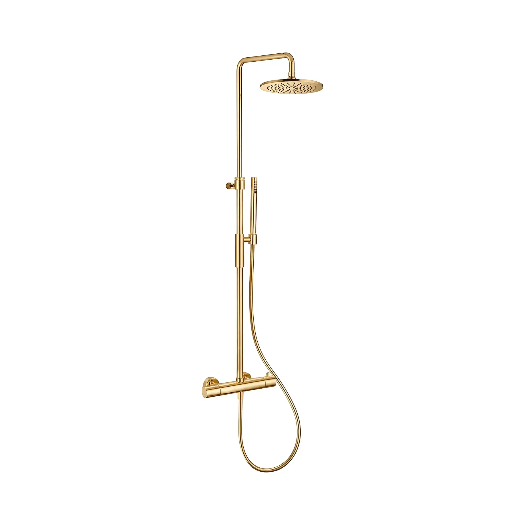Душова система з термостатом  BIRILLO верхній душ Ø225 мм Paffoni ZCOL646LIQHGSP Brushed honey gold — вид на білому тлі
