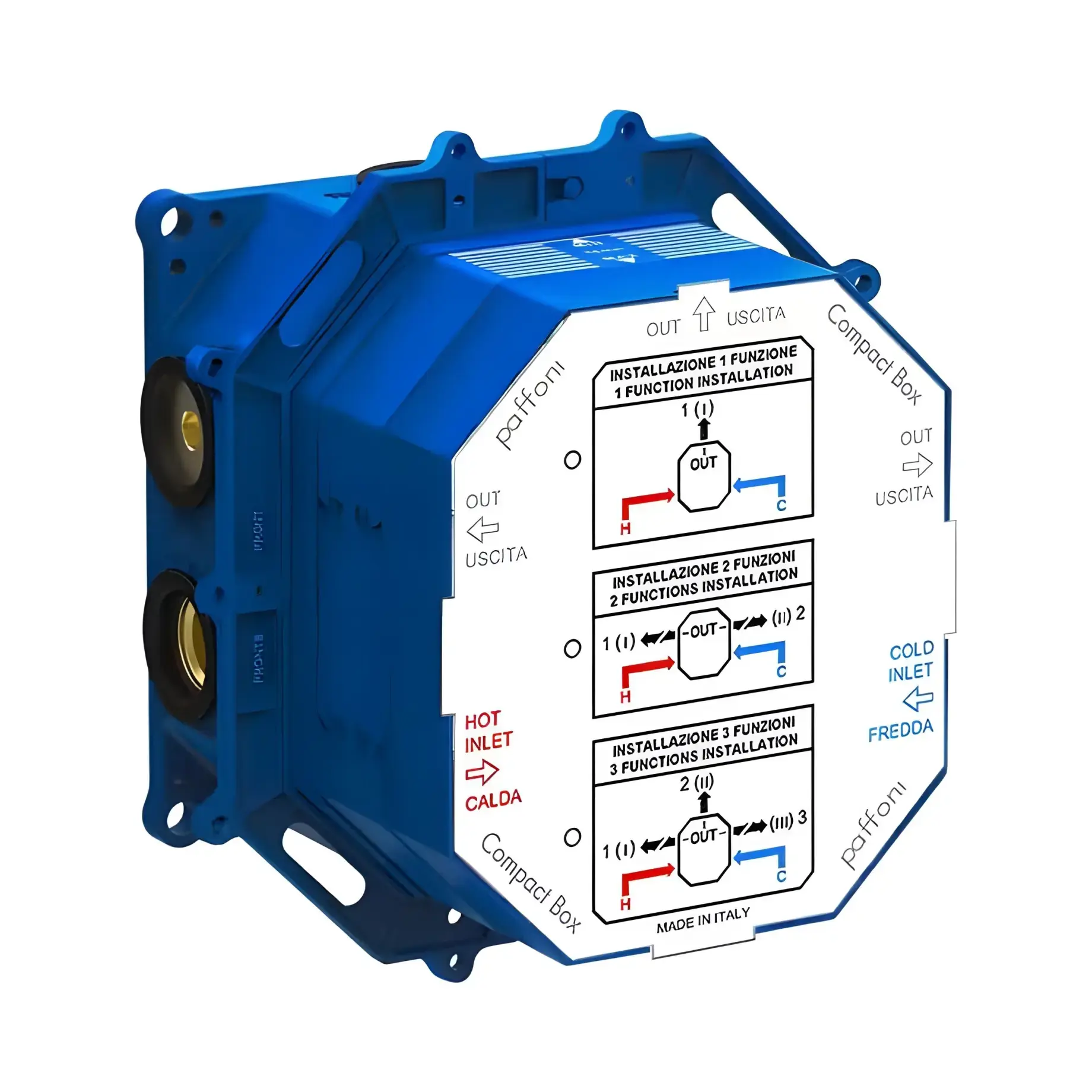 Вбудована частина для настінного змішувача  Compact Box Paffoni CPBOX001 Matt — вид на білому тлі