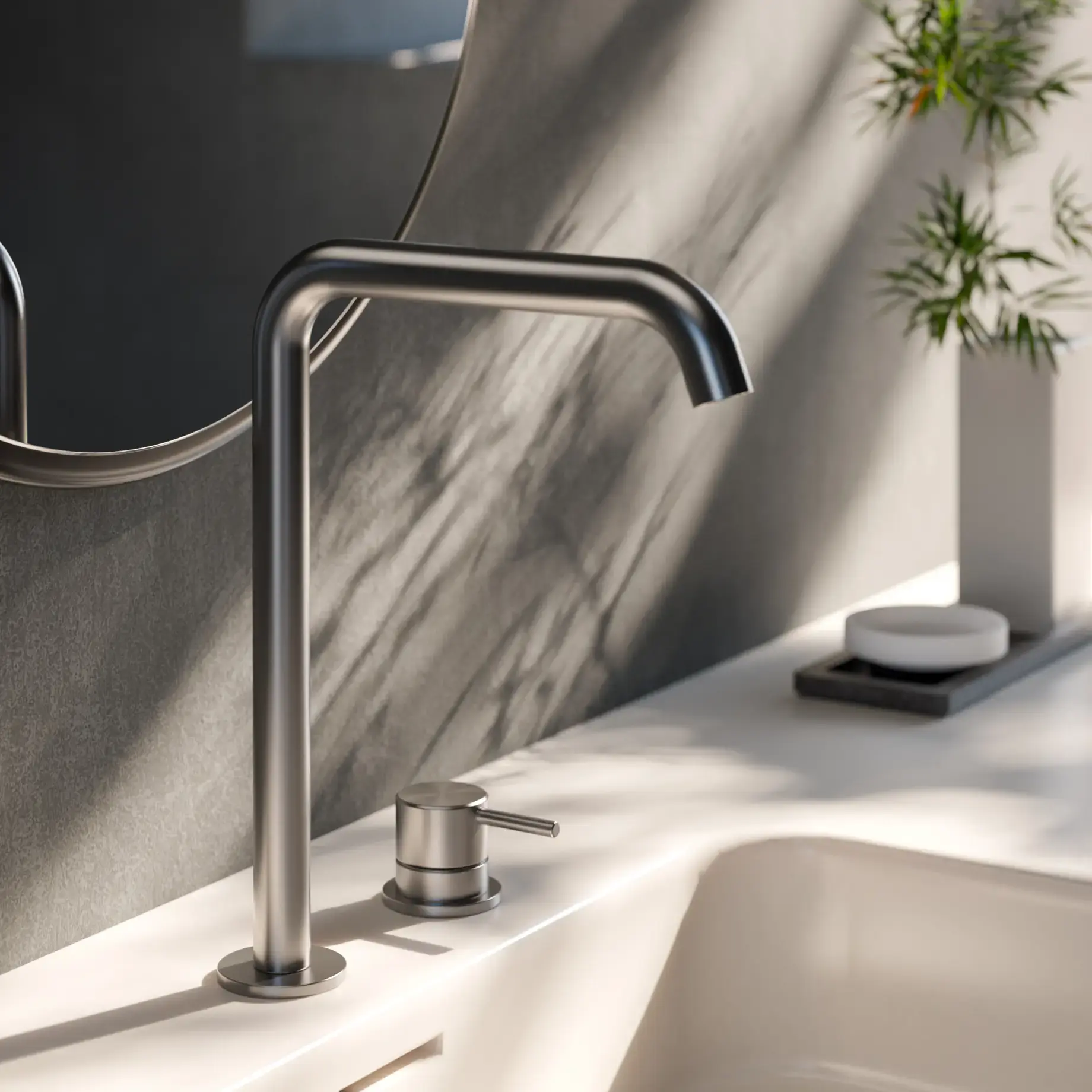 Змішувач для умивальника Inox Tech Paffoni INOX051AC — вид спереду