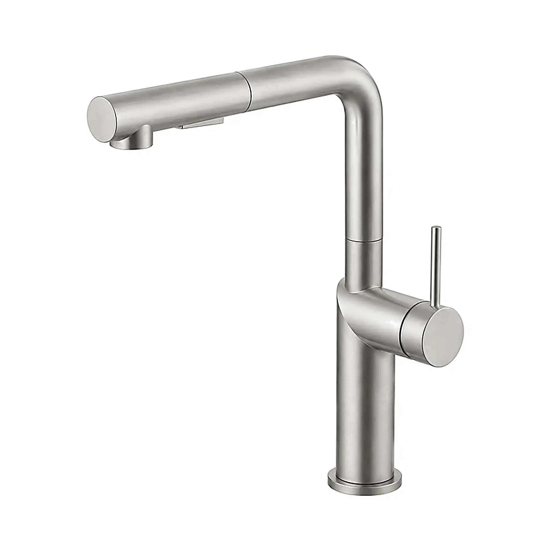 Смеситель для кухни Inox Tech с выдвижным изливом Paffoni INOX285AC Stainless Steel — вид на белом фоне
