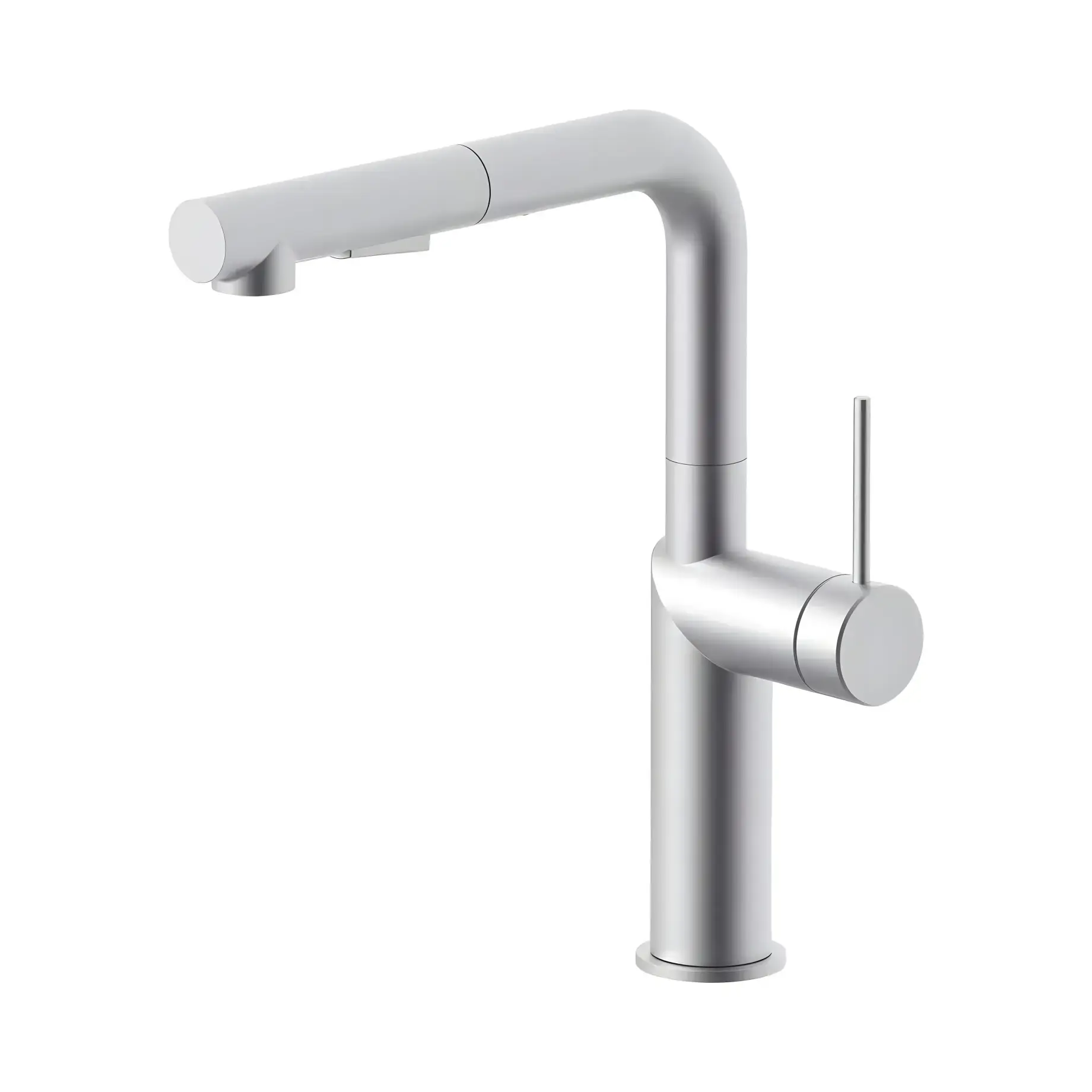 Змішувач для кухні Inox Tech з витяжним виливом Paffoni INOX285AC Stainless Steel — вид на білому тлі
