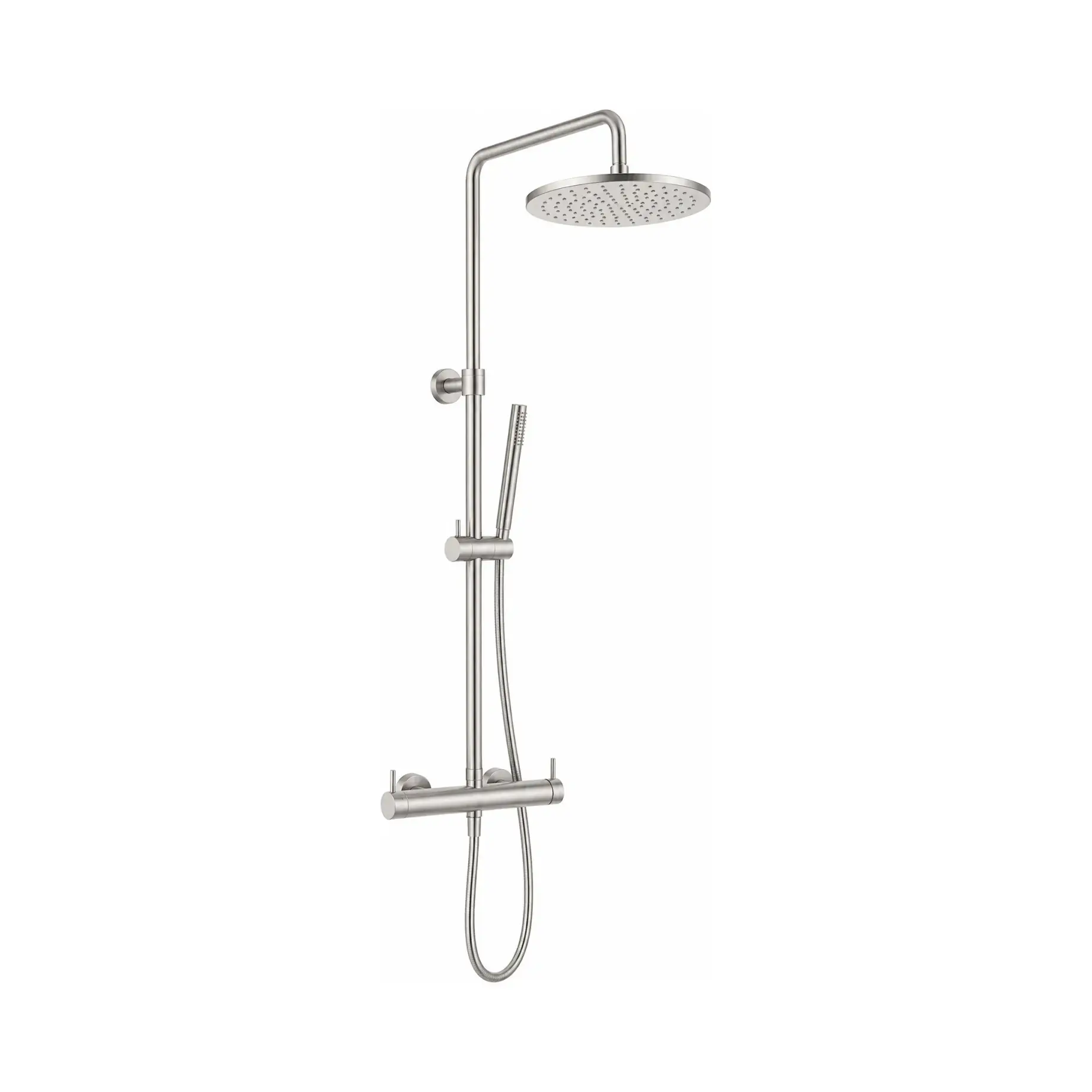 Душова система зі змішувачем Inox Tech верхній душ Ø250 мм Paffoni ZCOL504AC Stainless Steel — вид на білому тлі
