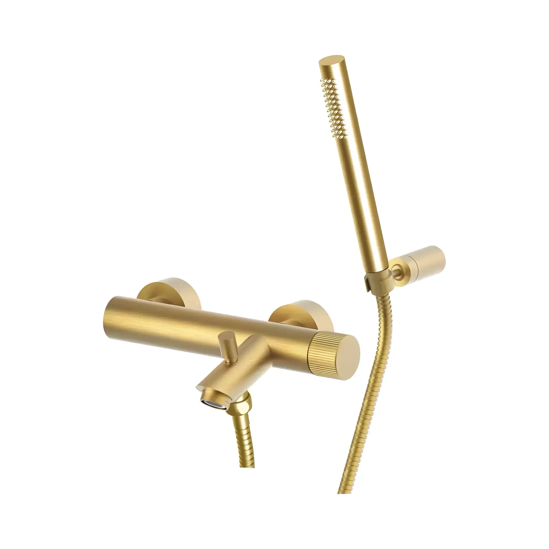 Змішувач для ванни  Jo з регульованим душовим гарнітуром Paffoni JO023HGSP Brushed honey gold — вид на білому тлі