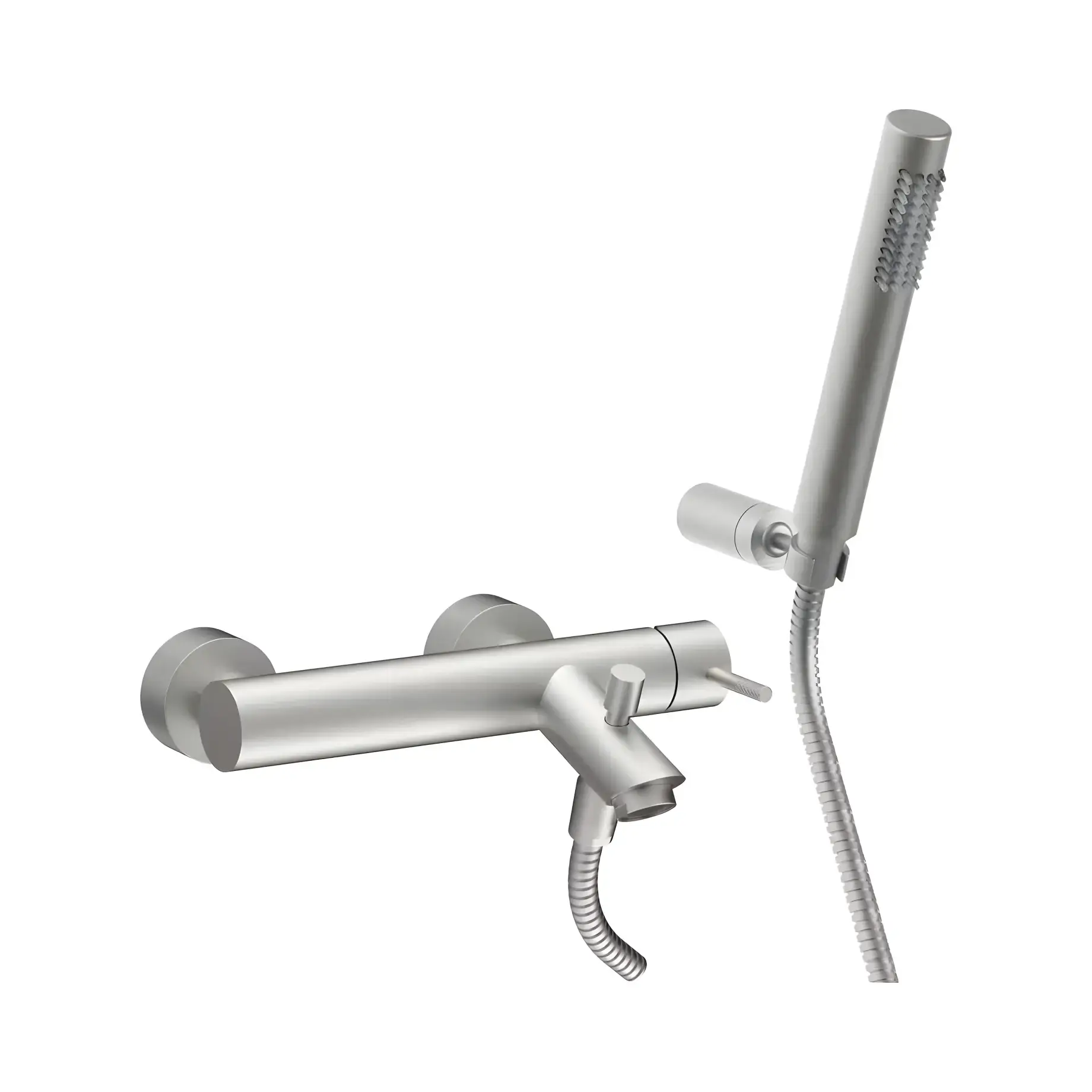 Змішувач для ванни JOLLY з регульованим душовим гарнітуром Paffoni JL023ST Steel looking — вид на білому тлі