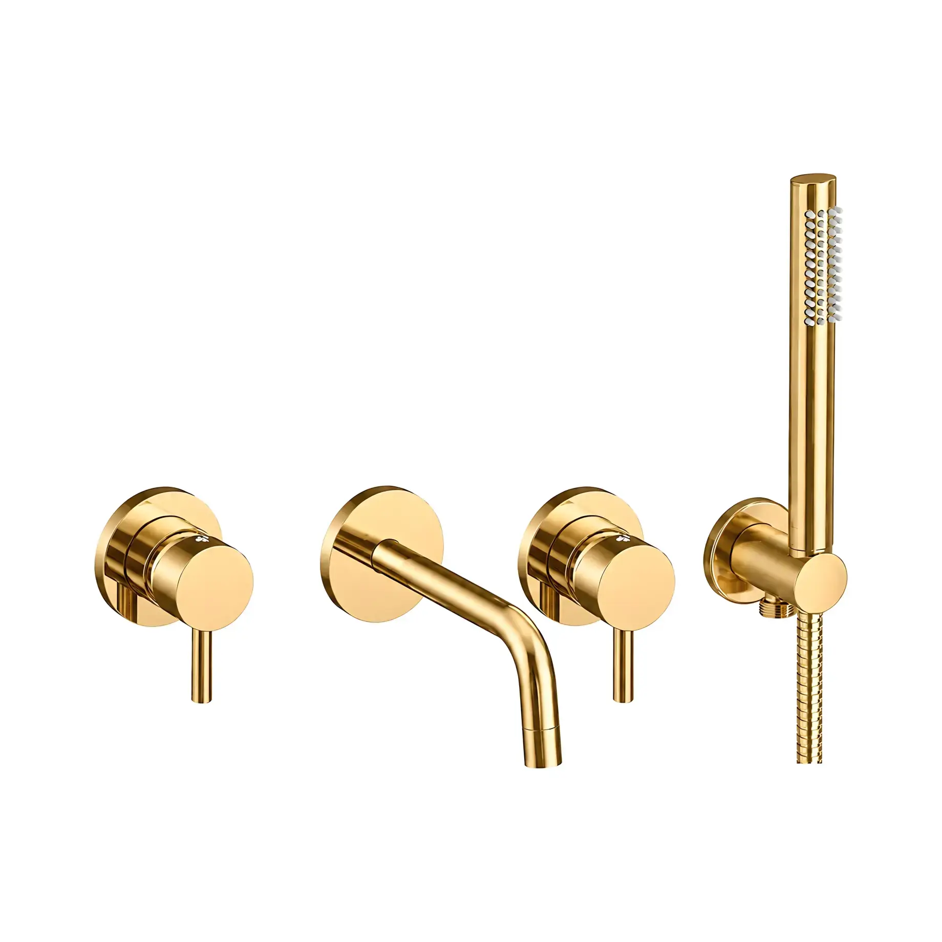 Змішувач для ванни з душовим гарнітуром Light Paffoni LIG011HGKIT Honey gold — вид на білому тлі