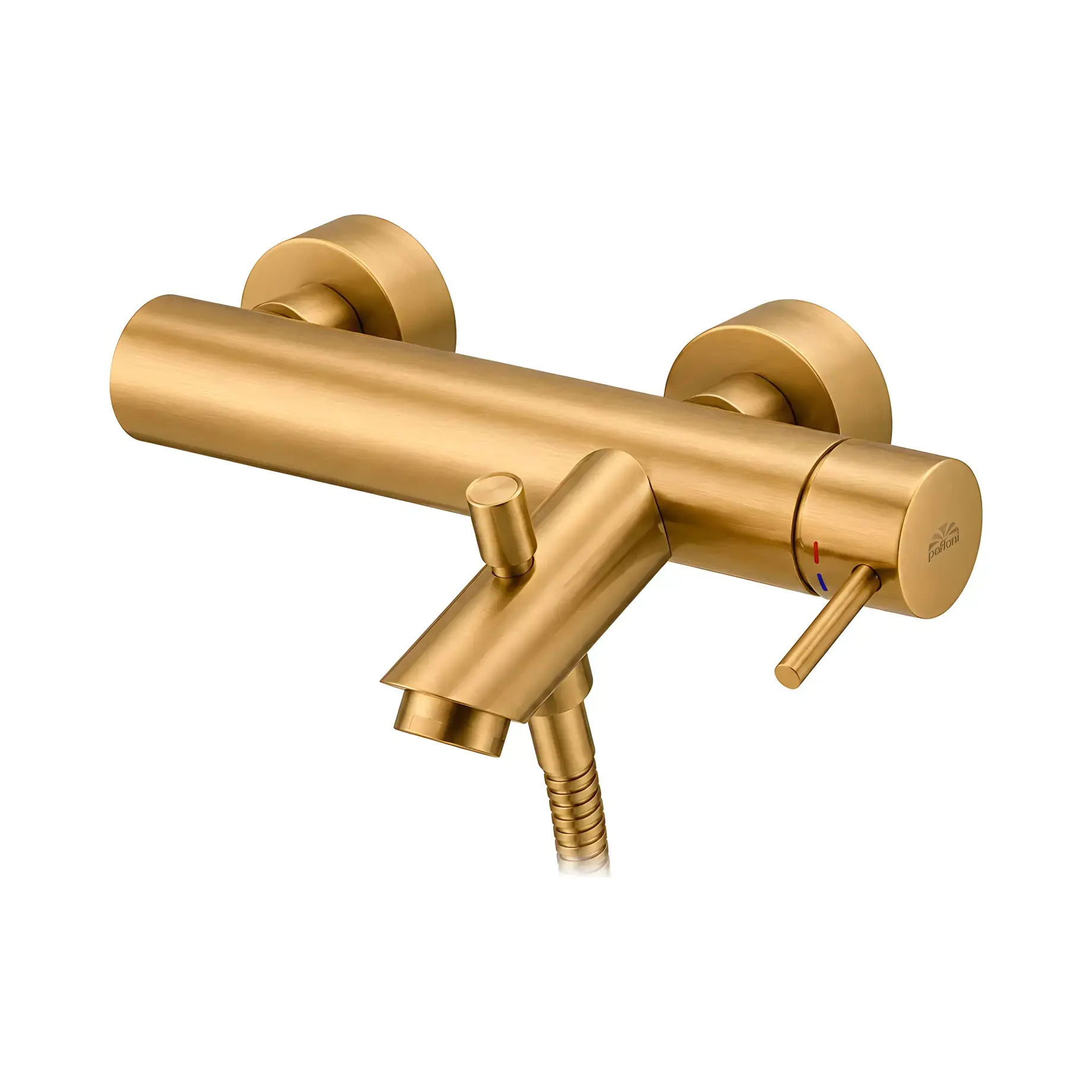 Змішувач для ванни  Light Paffoni LIG022HGSP Brushed honey gold — вид на білому тлі