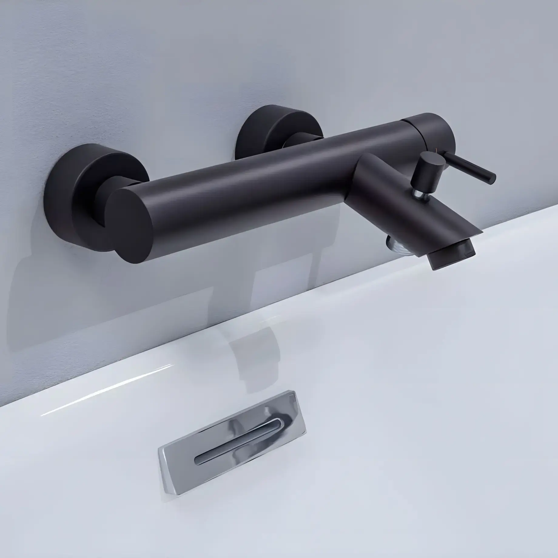Змішувач для ванни  Light Paffoni LIG022NO Matt Black — бічний ракурс