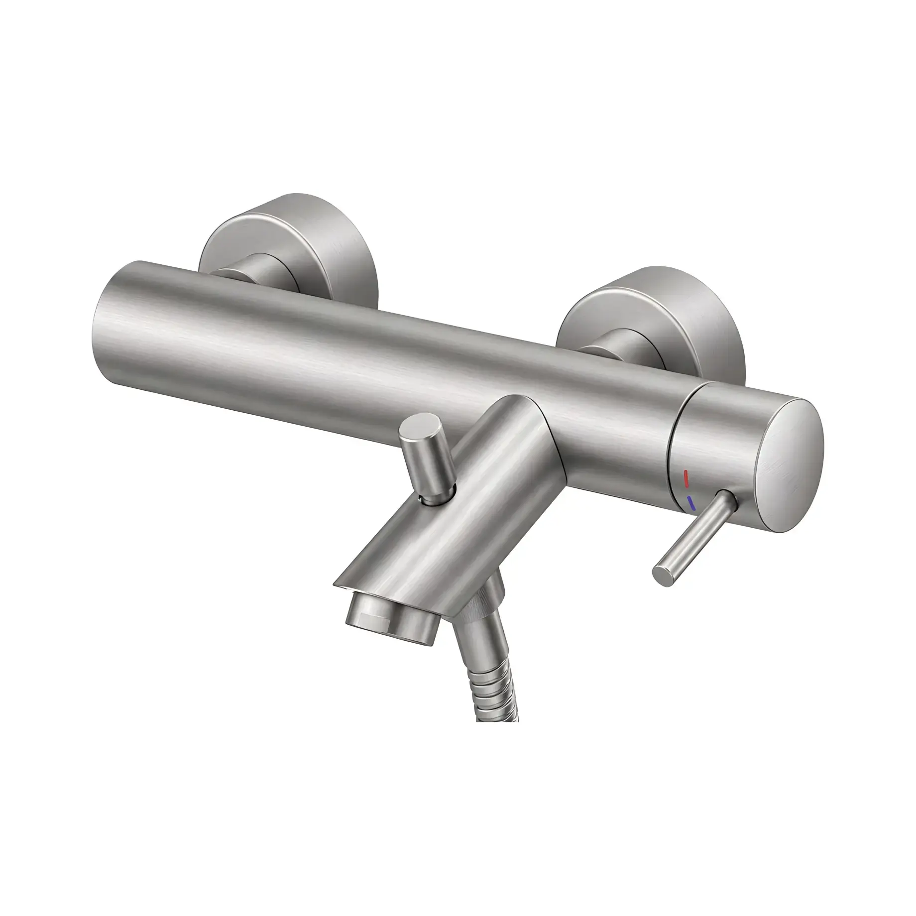 Змішувач для ванни  Light Paffoni LIG022ST Steel looking — вид на білому тлі