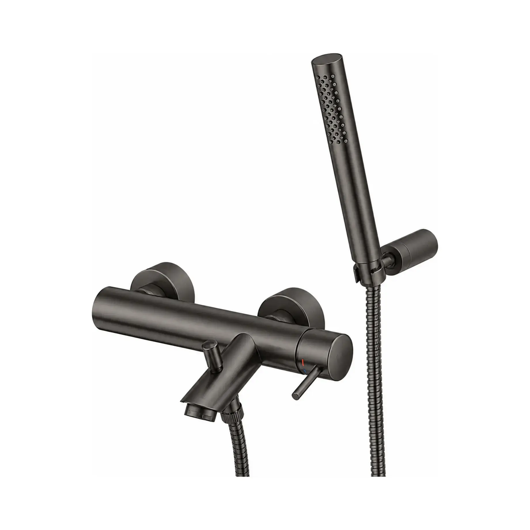 Змішувач для ванни  Light з регульованим душовим гарнітуром Paffoni LIG023NKNSP Brushed Black Nickel — вид на білому тлі