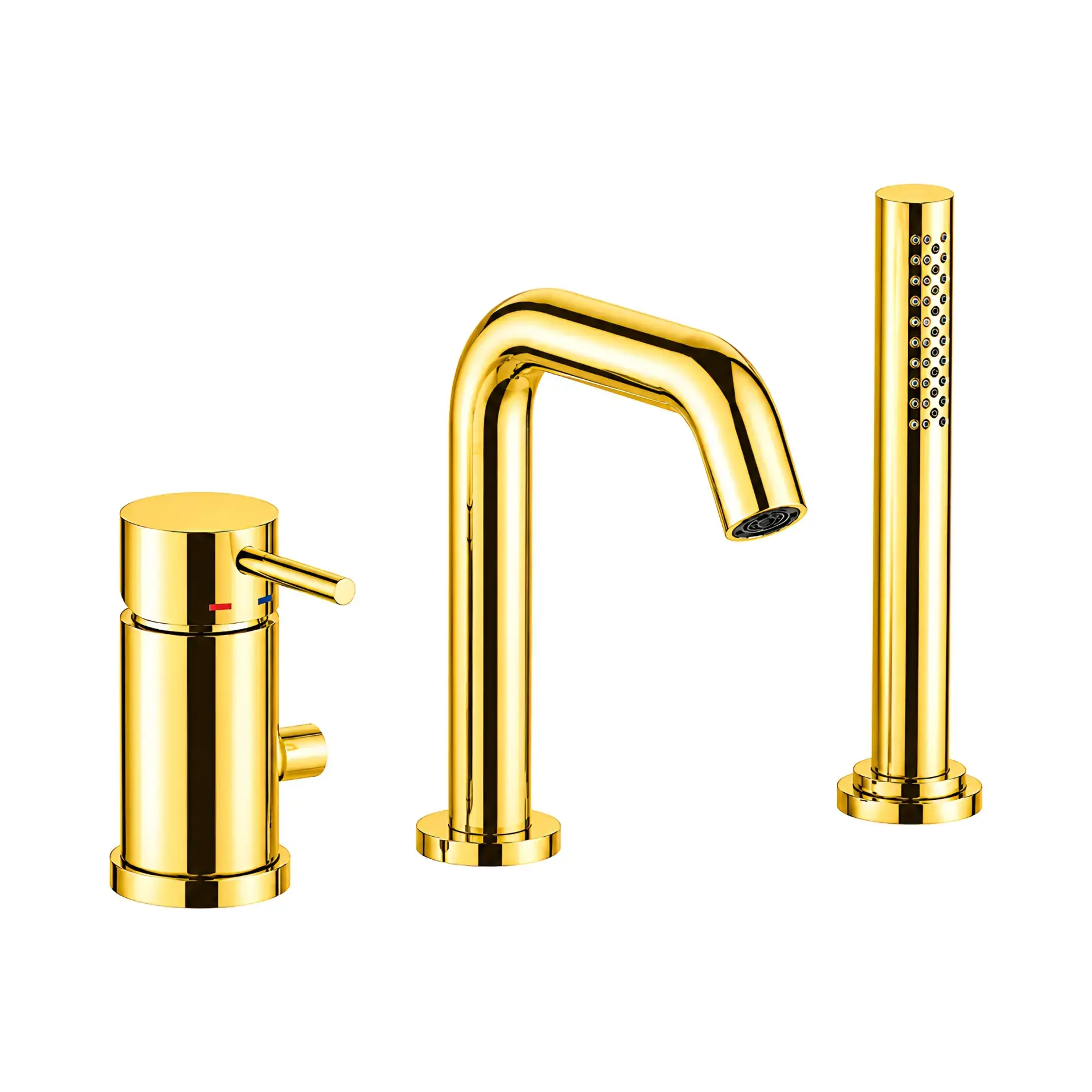 Змішувач на борт ванни Light Paffoni LIG045HG Honey gold — вид на білому тлі