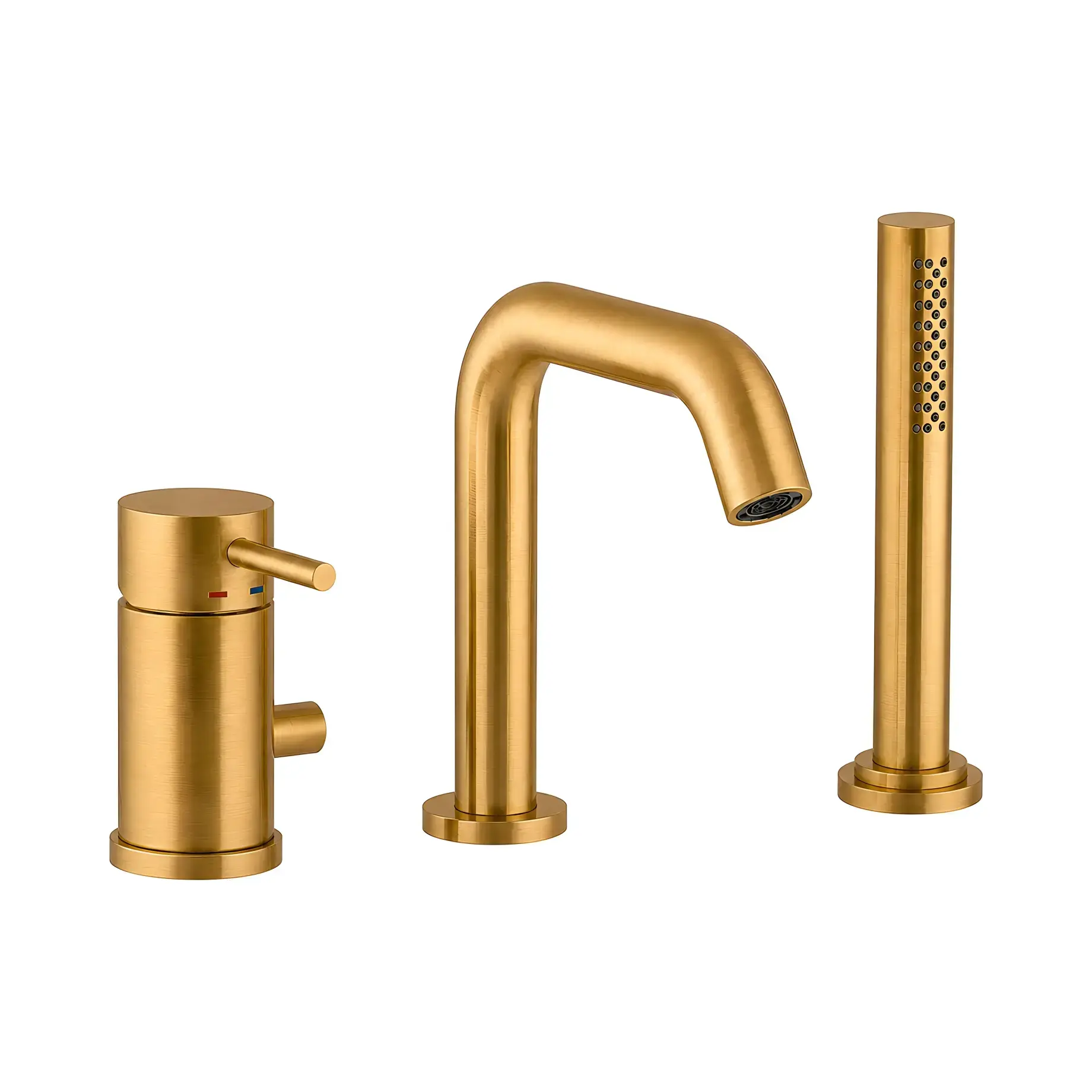 Змішувач на борт ванни із збільшеним потоком  Light Paffoni LIG045HGSP Brushed honey gold — вид на білому тлі