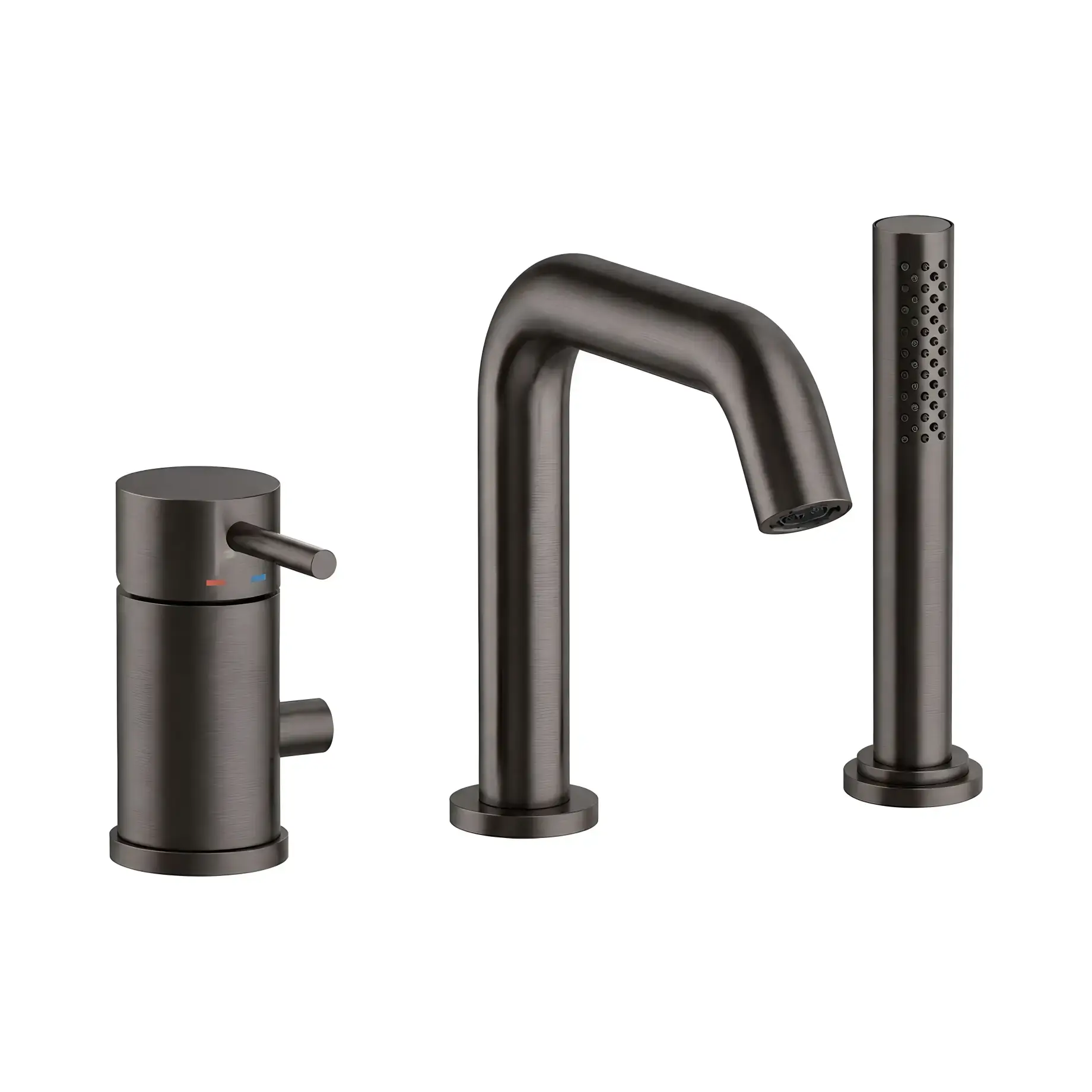 Змішувач на борт ванни із збільшеним потоком  Light Paffoni LIG045NKNSP Brushed Black Nickel — вид на білому тлі