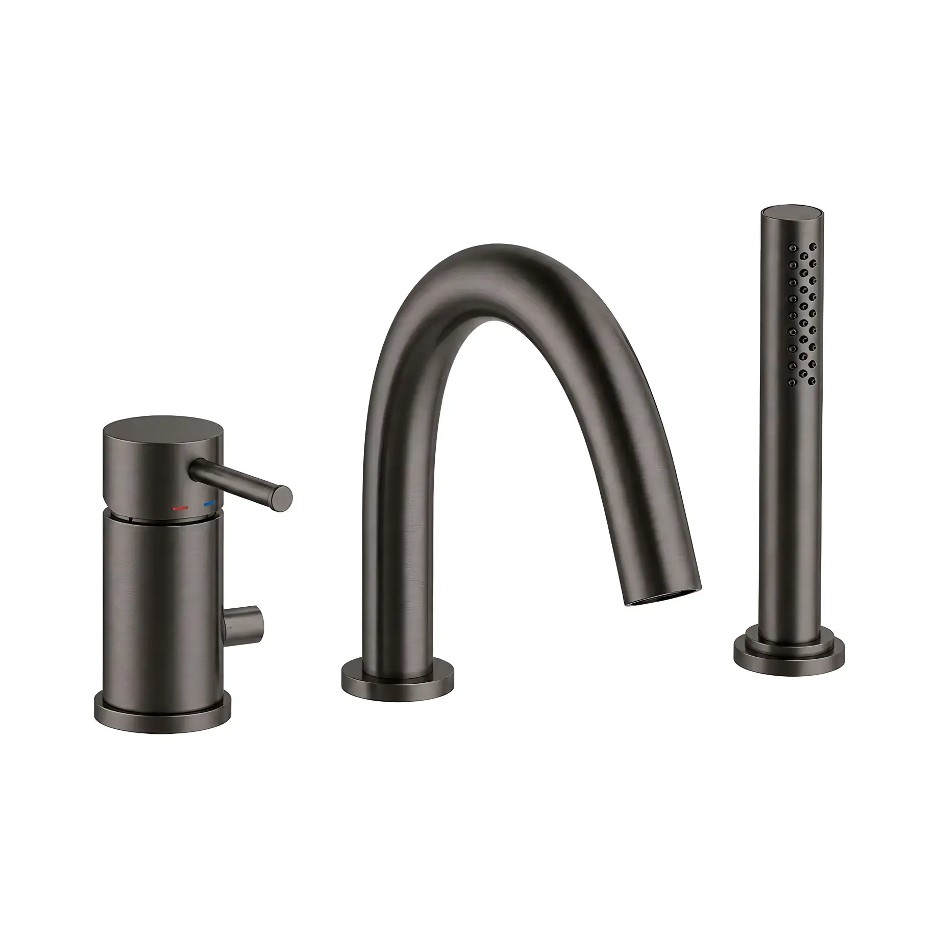 Змішувач на борт ванни із збільшеним потоком  Light Paffoni LIG046NKNSP Brushed Black Nickel — вид на білому тлі