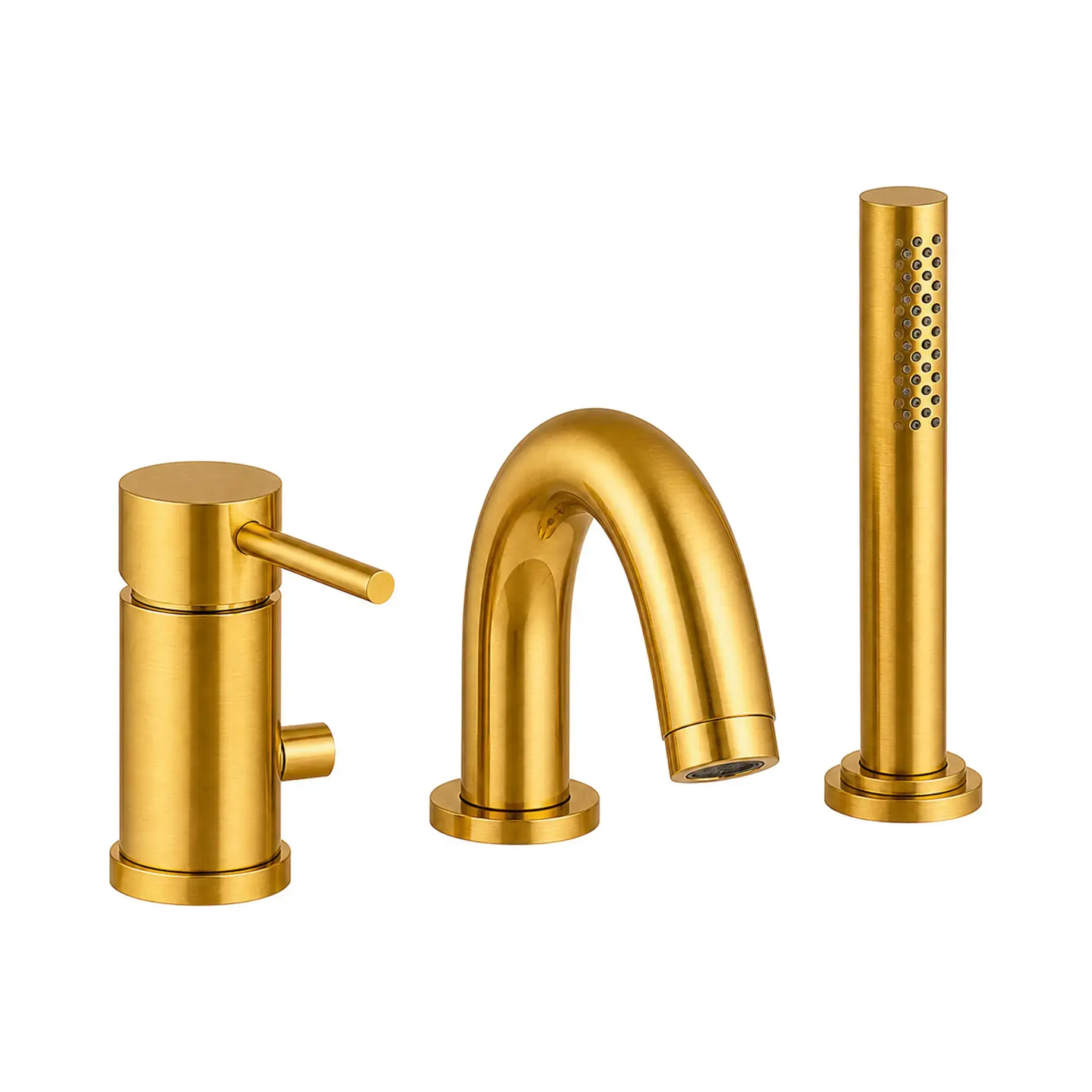 Змішувач на борт ванни зі збільшеним потоком  Light Paffoni LIG047HGSP Brushed honey gold — вид на білому тлі