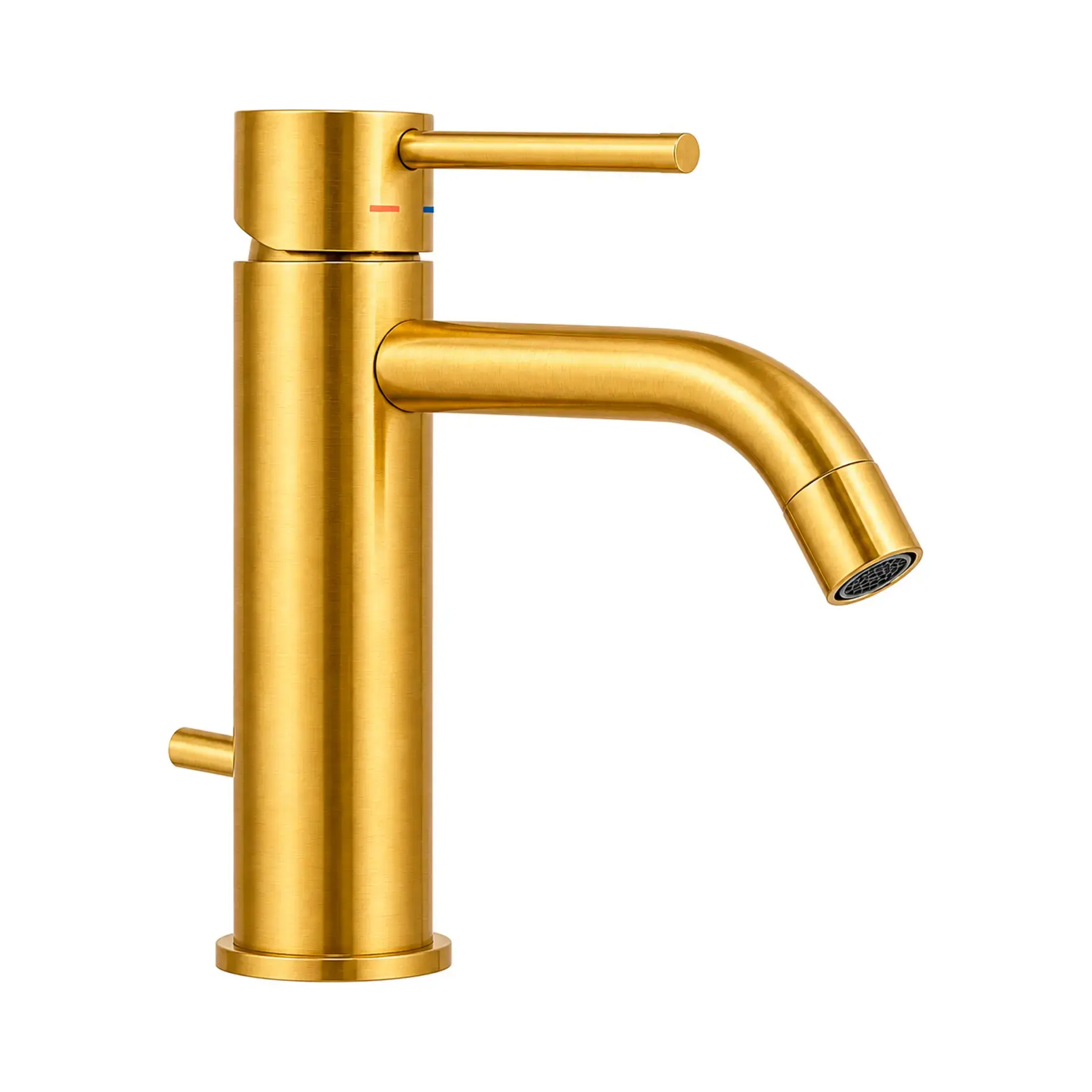 Змішувач для раковини  Light з донним клапаном Paffoni LIG075HGSP Brushed honey gold — вид на білому тлі
