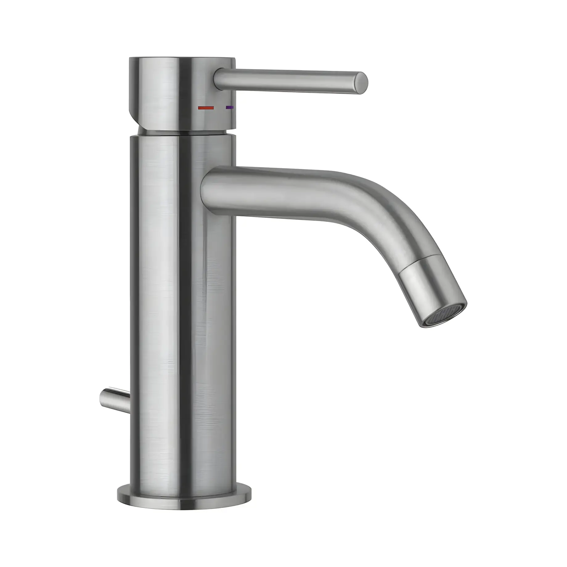 Змішувач для раковини  Light з донним клапаном Paffoni LIG075ST Steel looking — вид на білому тлі