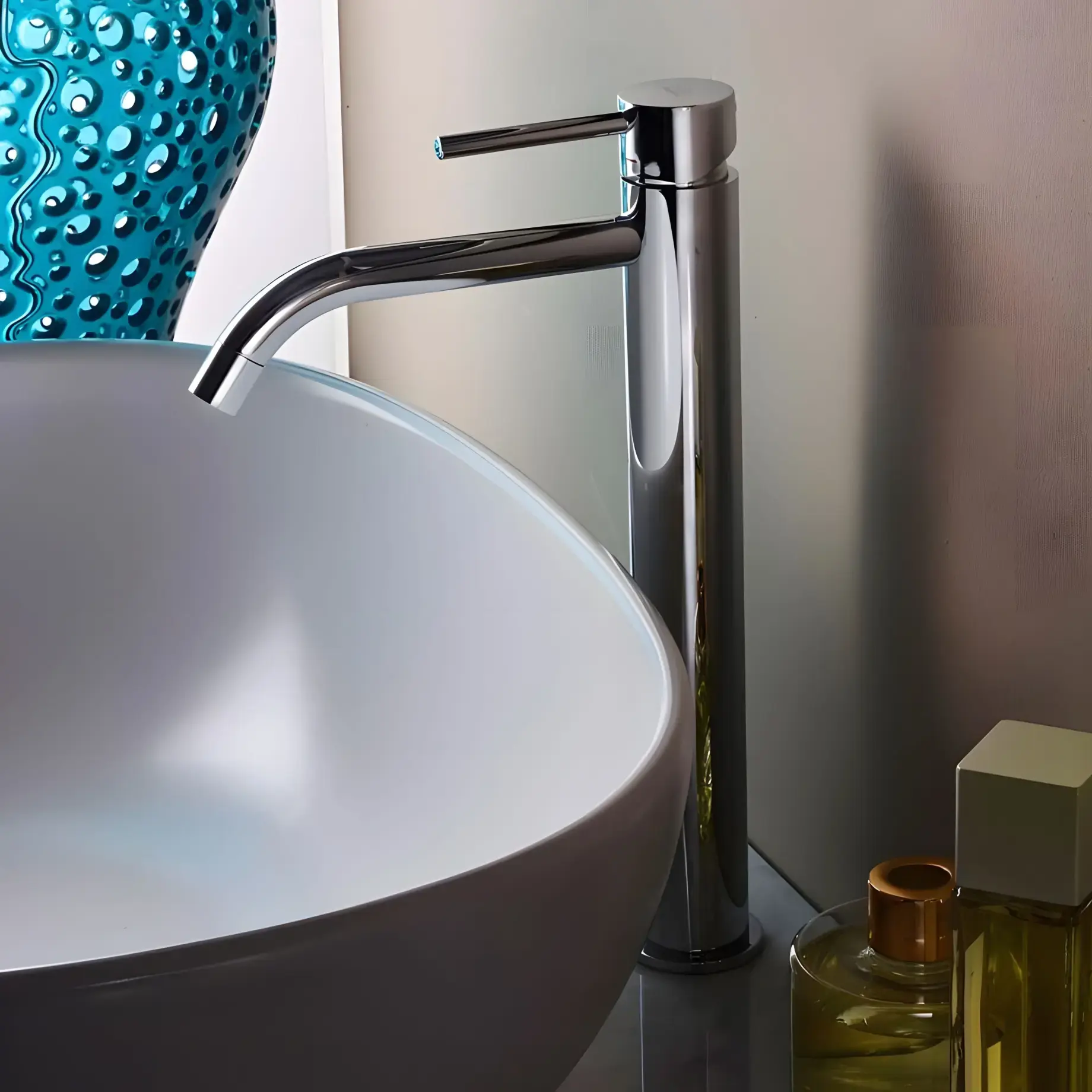 Змішувач для раковини високий  Light без донного клапана Paffoni LIG081CR Chrome — вид ззаду