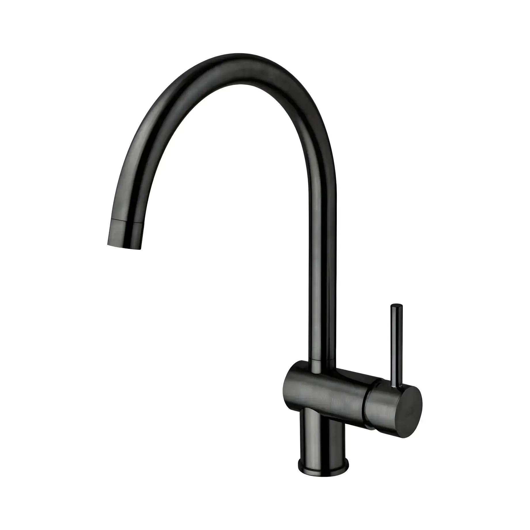 Змішувач для кухні з поворотним виливом  Light Paffoni LIG280NKNSP Brushed Black Nickel — вид на білому тлі
