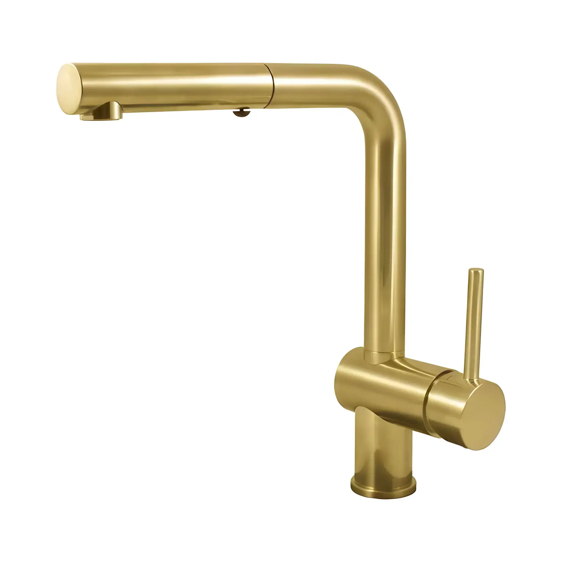Змішувач для кухні з витяжним виливом  Light Paffoni LIG285HGSP-MET Brushed honey gold — вид на білому тлі