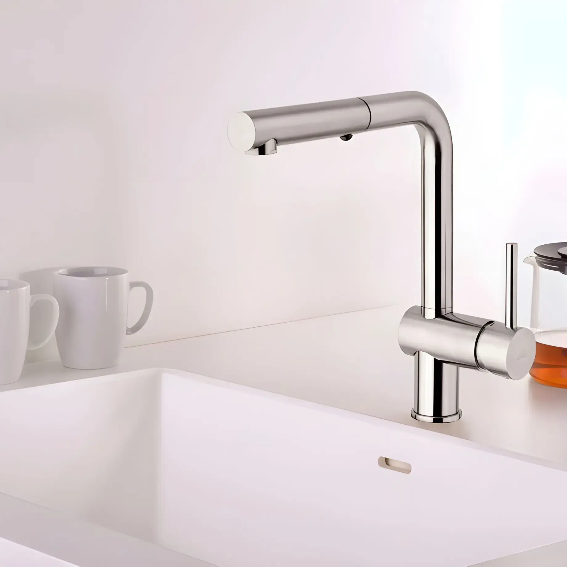 Змішувач для кухні з витяжним виливом  Light Paffoni LIG285ST-MET Steel looking — вид згори
