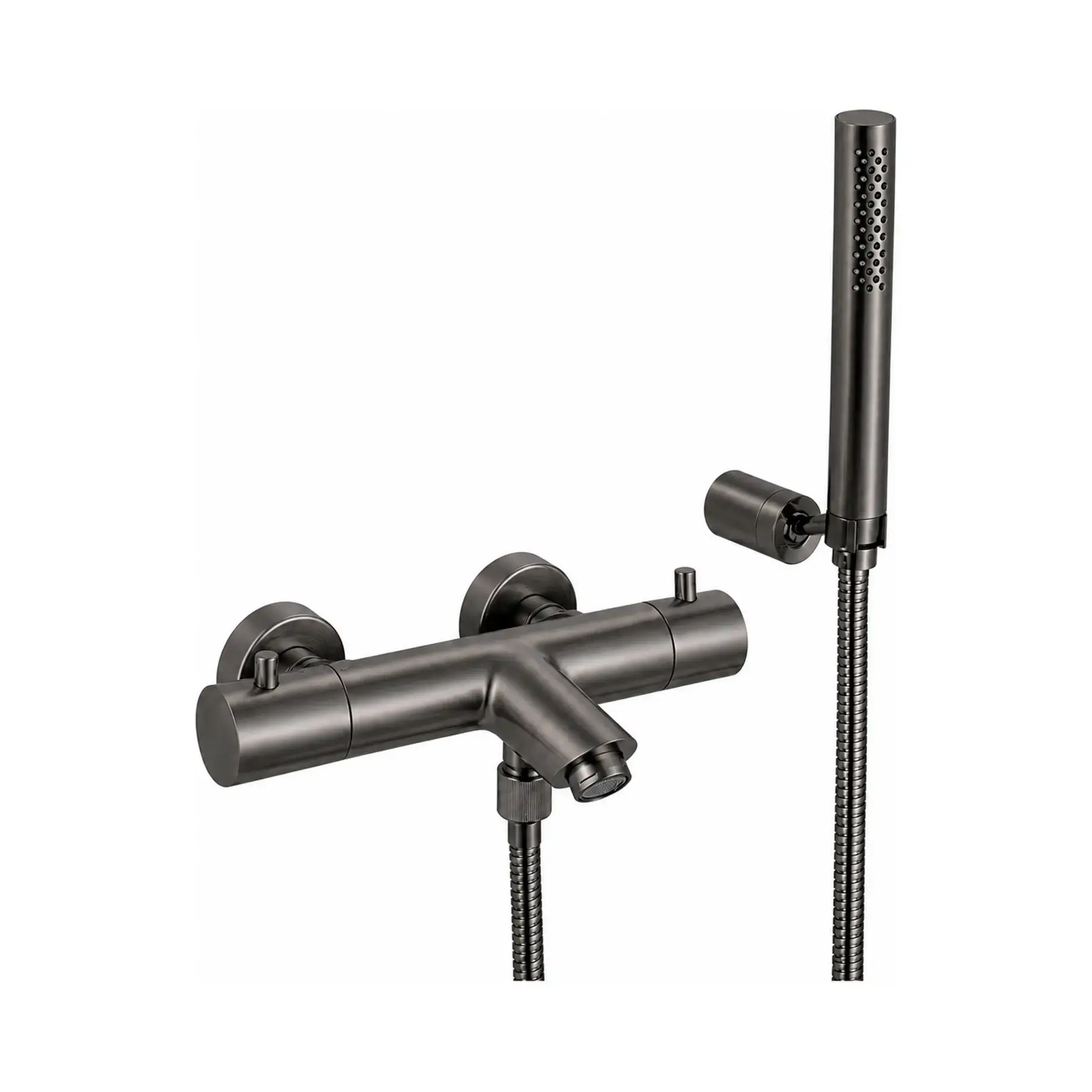 Термостат для ванни  Light з регульованим душовим гарнітуром Paffoni LIQ023NKNSP Brushed Black Nickel — вид на білому тлі