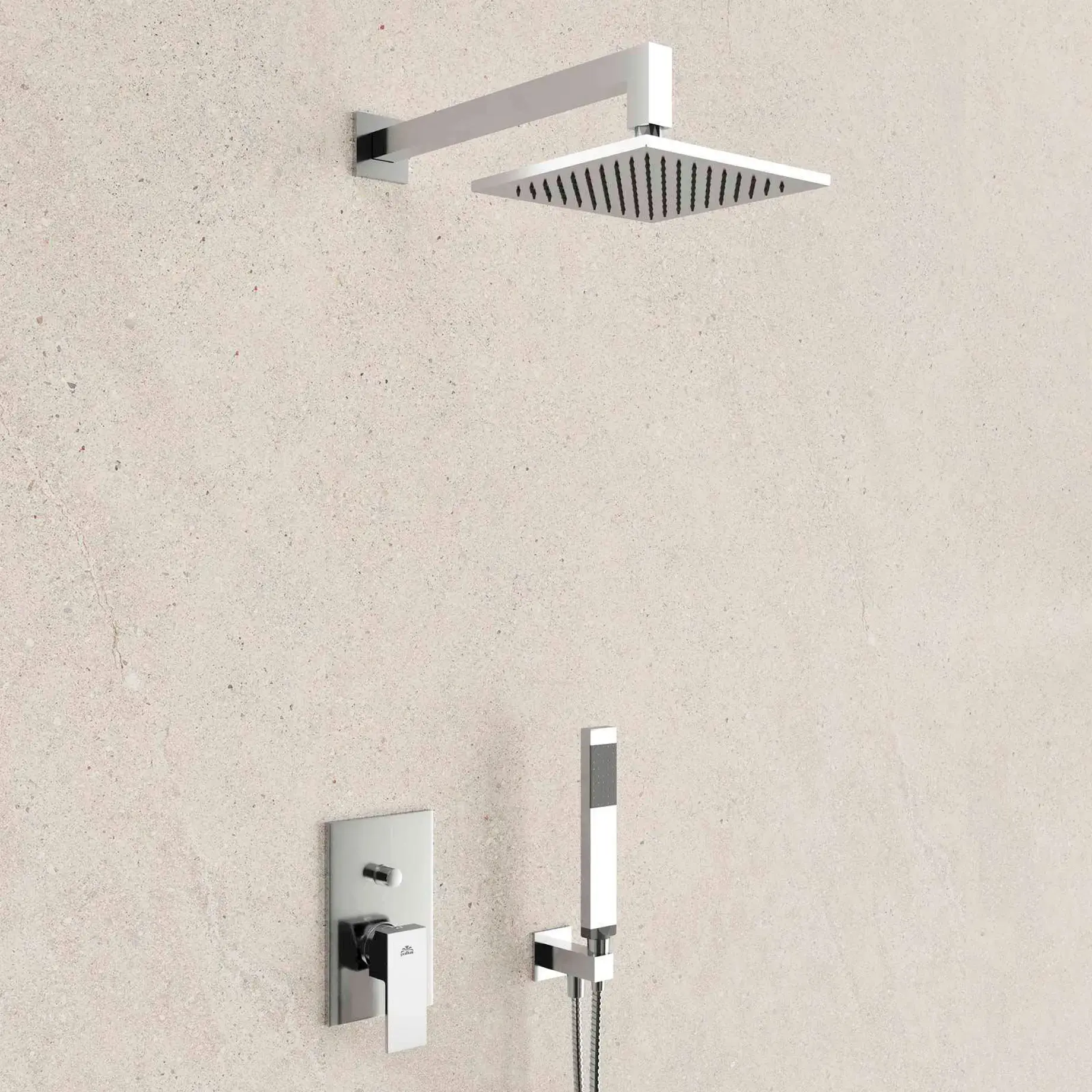 Душова система  Shower прихованого монтажу верхній душ 200х200 мм Paffoni KITEL015CR Chrome — вид спереду