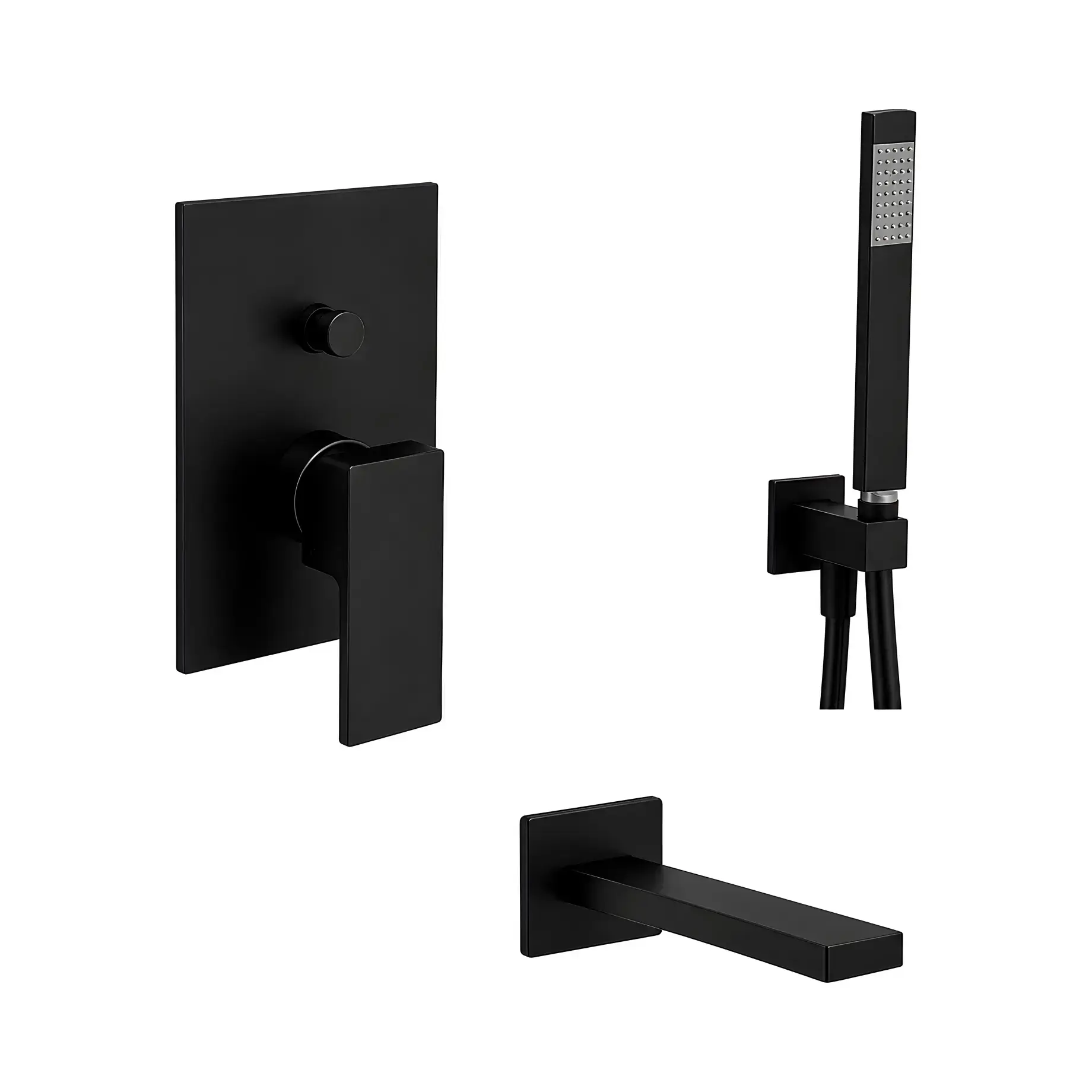 Душова система для ванни Shower Paffoni KITEL015NO/M205 Matt Black — вид на білому тлі