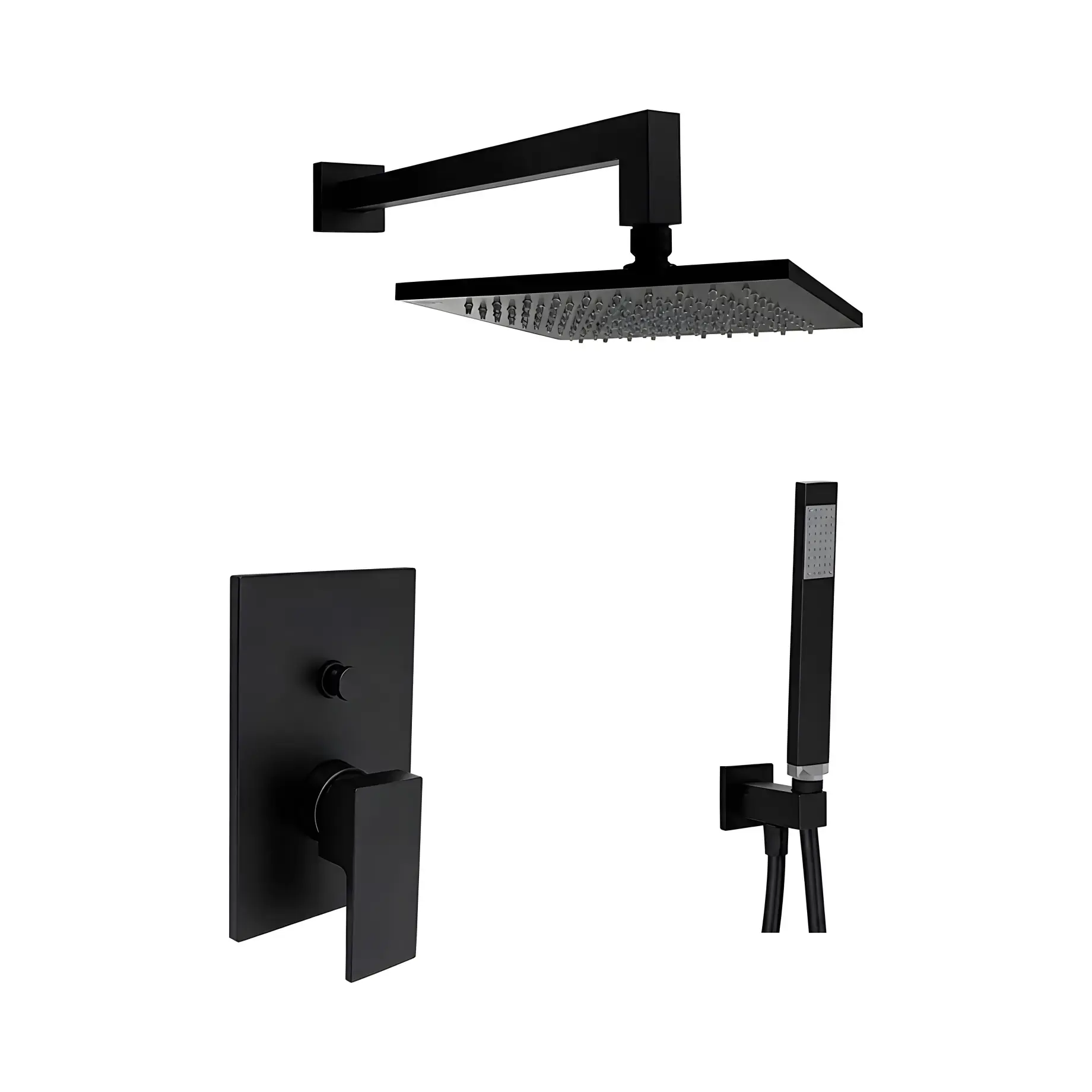 Душова система прихованого монтажу Shower Paffoni KITEL015NO/M300 Matt Black — вид на білому тлі