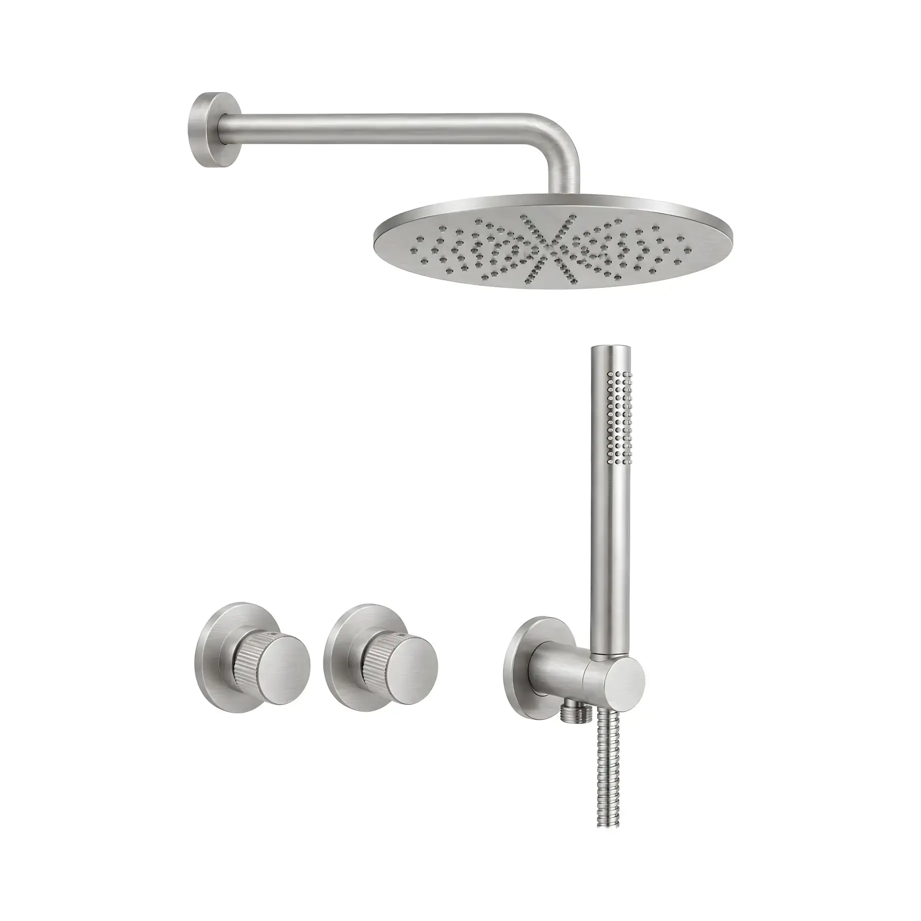 Комплект душової системи Shower Paffoni KITJO010ST Steel looking — вид на білому тлі