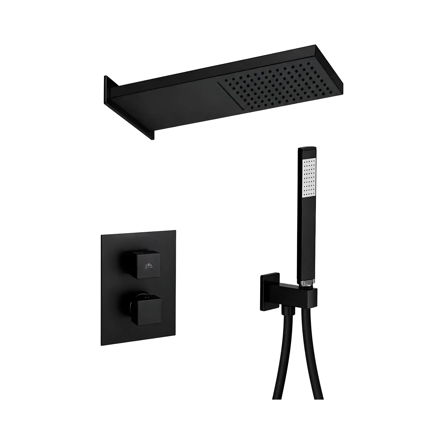Душова система прихованого монтажу Cascade Shower Paffoni KITLEQ519NO/M520 Matt Black — вид на білому тлі