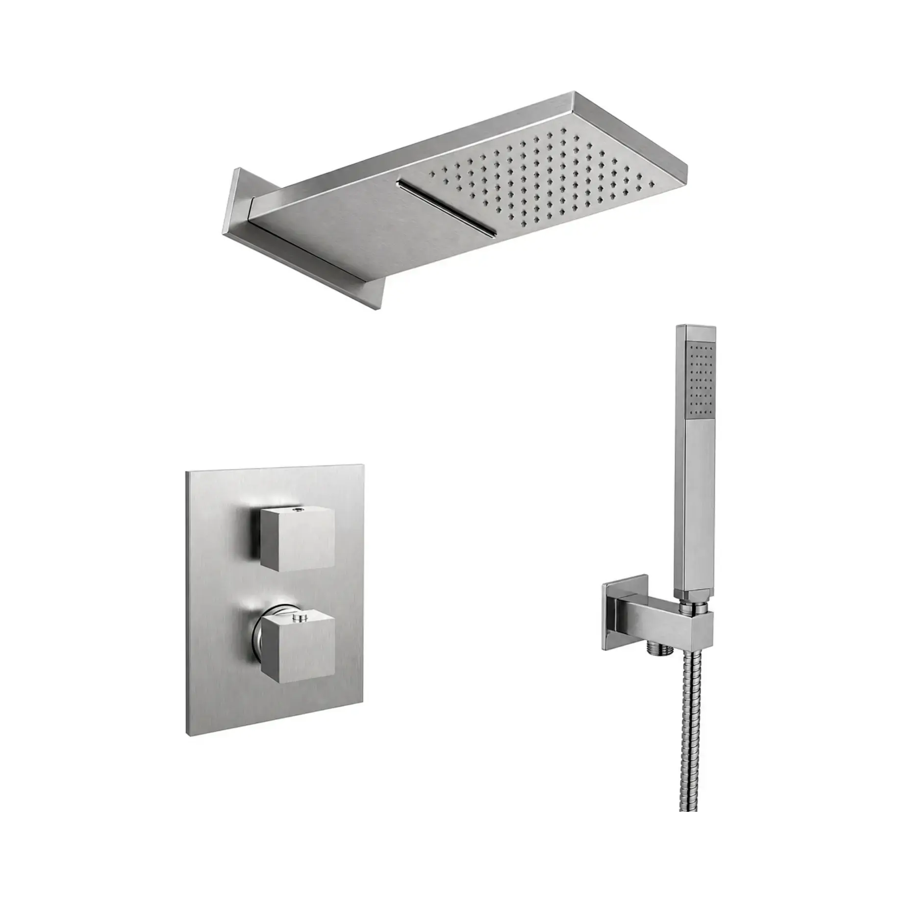 Душова система прихованого монтажу Cascade Shower Paffoni KITLEQ519ST/M520 Steel looking — вид на білому тлі
