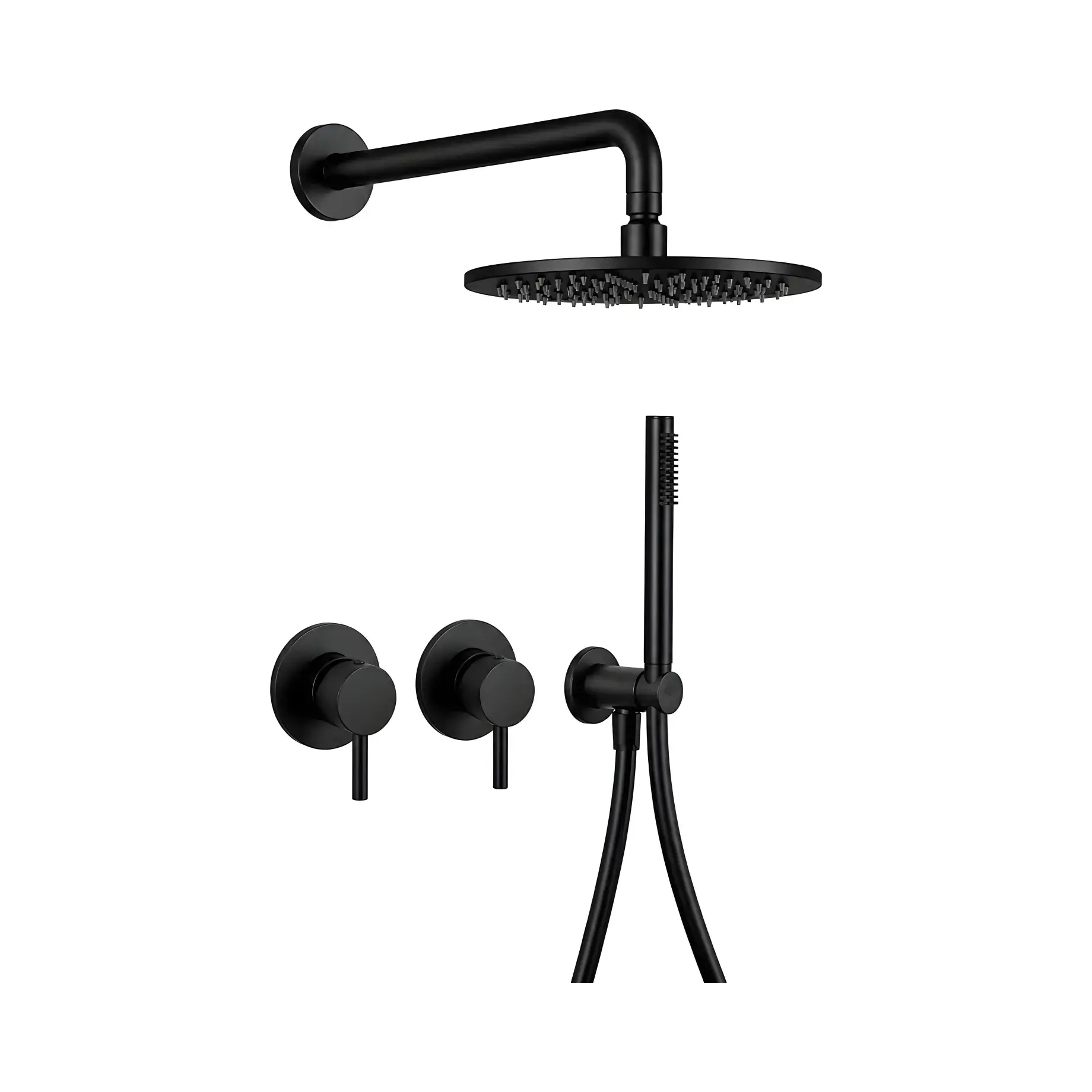 Комплект душової системи Shower Paffoni KITLIG010NO Matt Black — вид на білому тлі