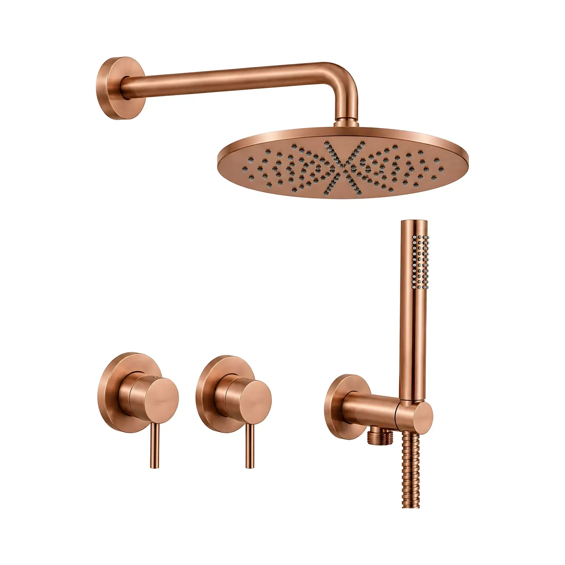 Комплект душової системи Shower Paffoni KITLIG010RASP Brushed Copper PVD — вид на білому тлі