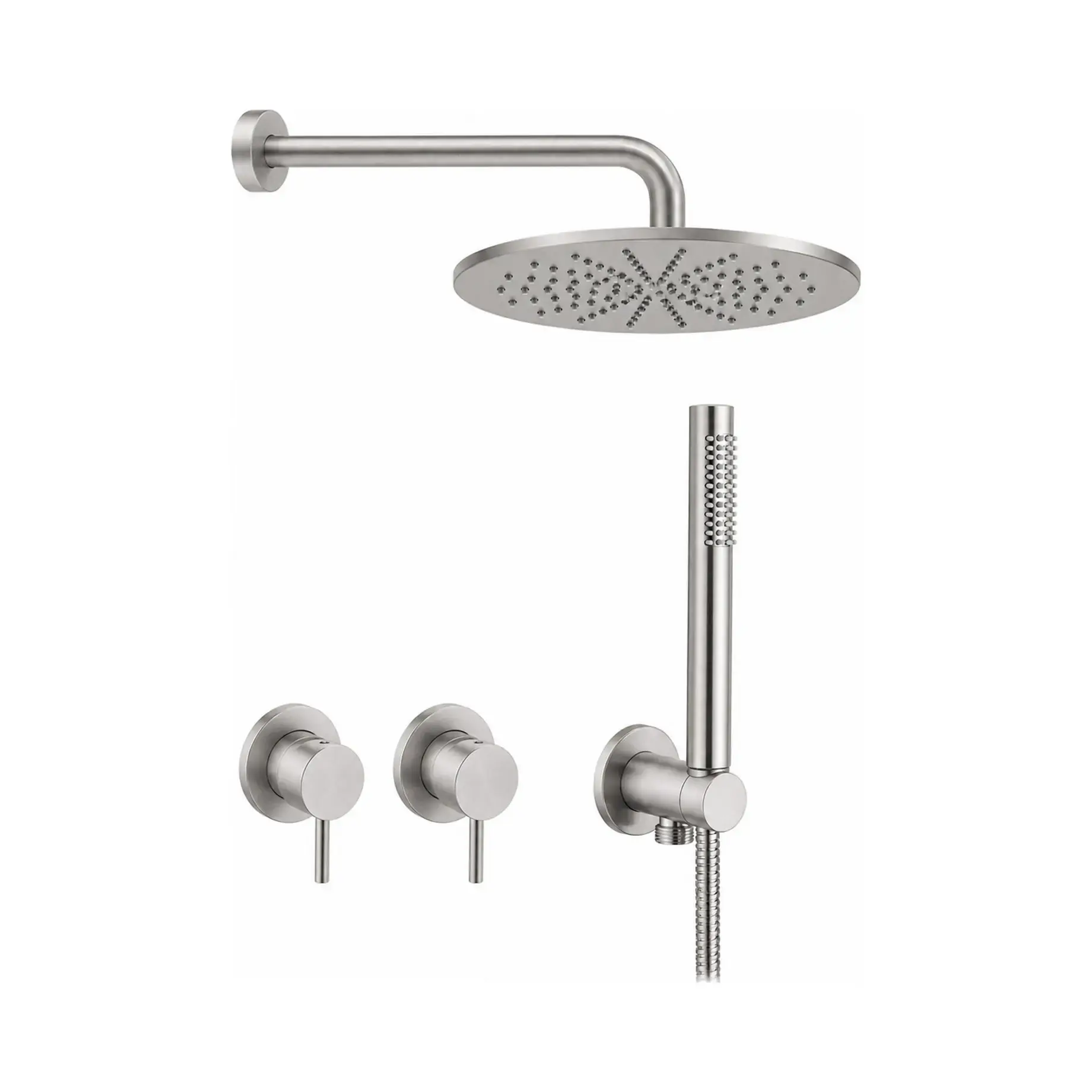 Комплект душової системи Shower Paffoni KITLIG010ST Steel looking — вид на білому тлі