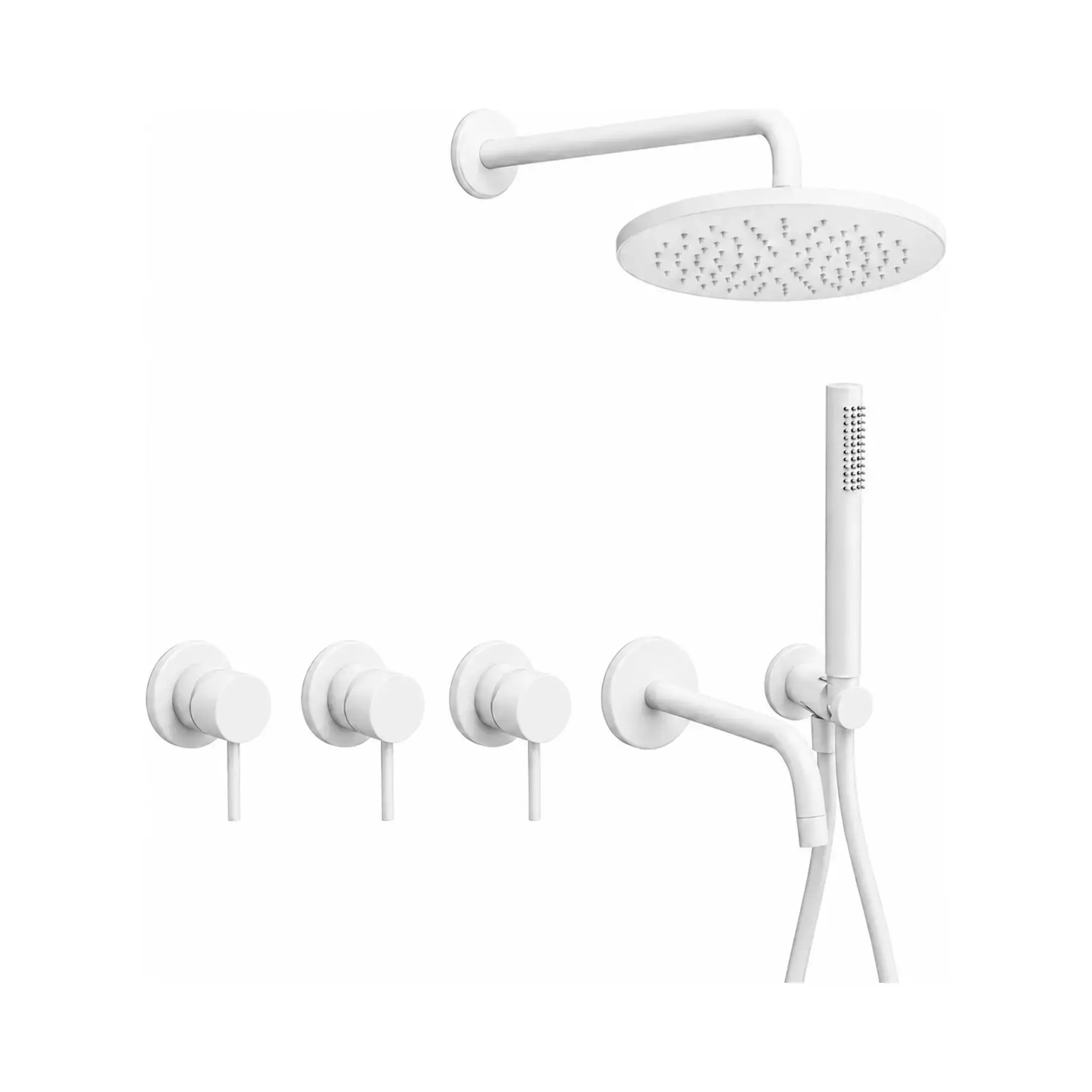 Комплект душової системи Shower з виливом Paffoni KITLIG011BO/225 White Matt — вид на білому тлі