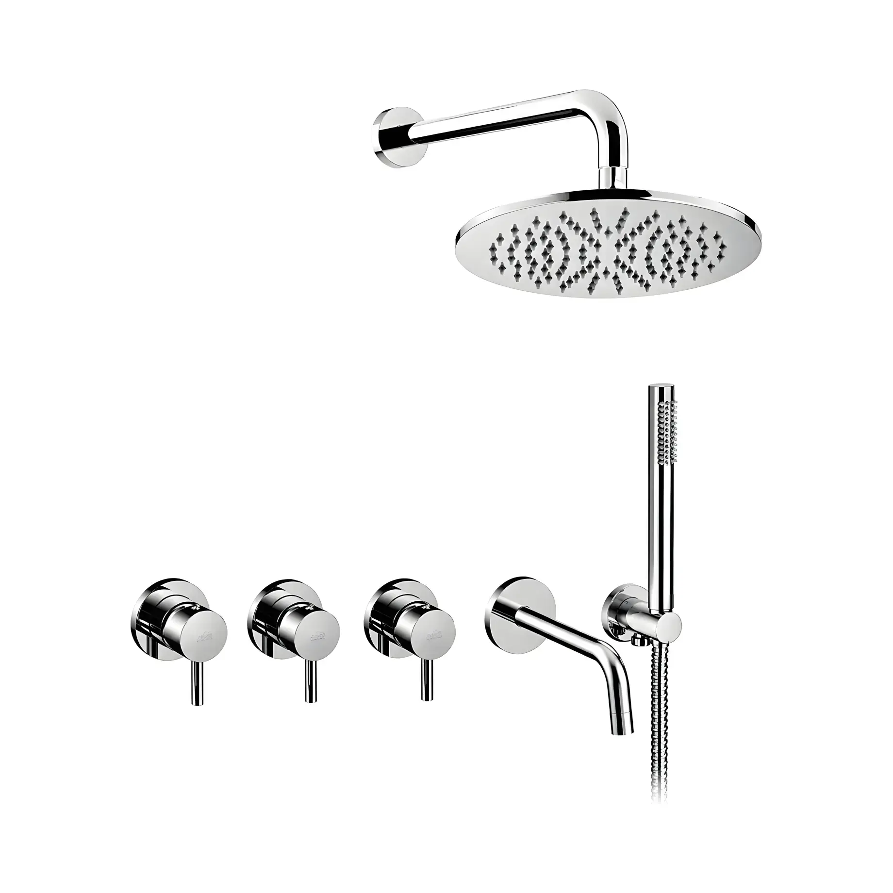 Комплект душевой системы Shower с изливом Paffoni KITLIG011CR/225 White Alpin — вид на белом фоне