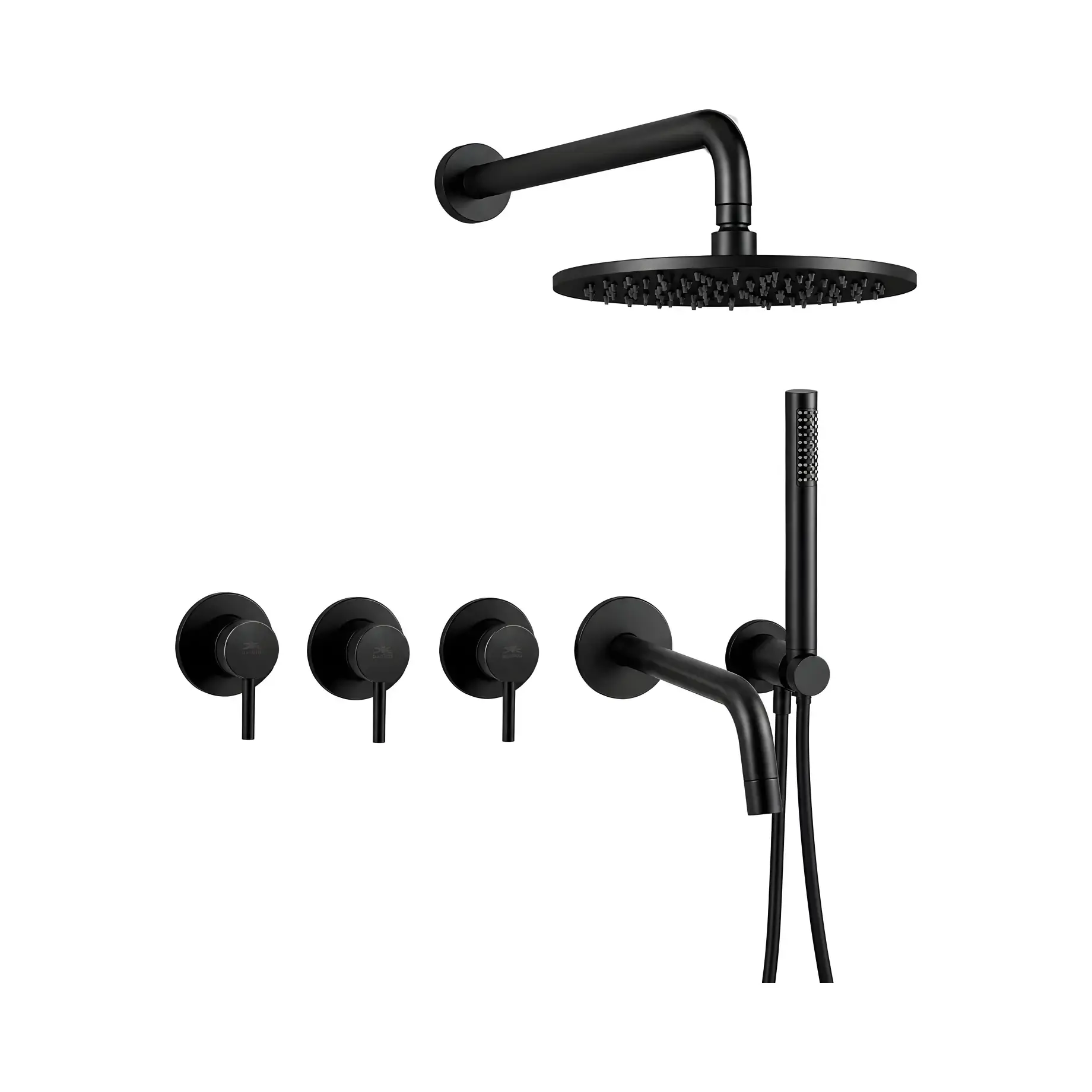 Комплект душової системи Shower з виливом Paffoni KITLIG011NO/225 Matt Black — вид на білому тлі